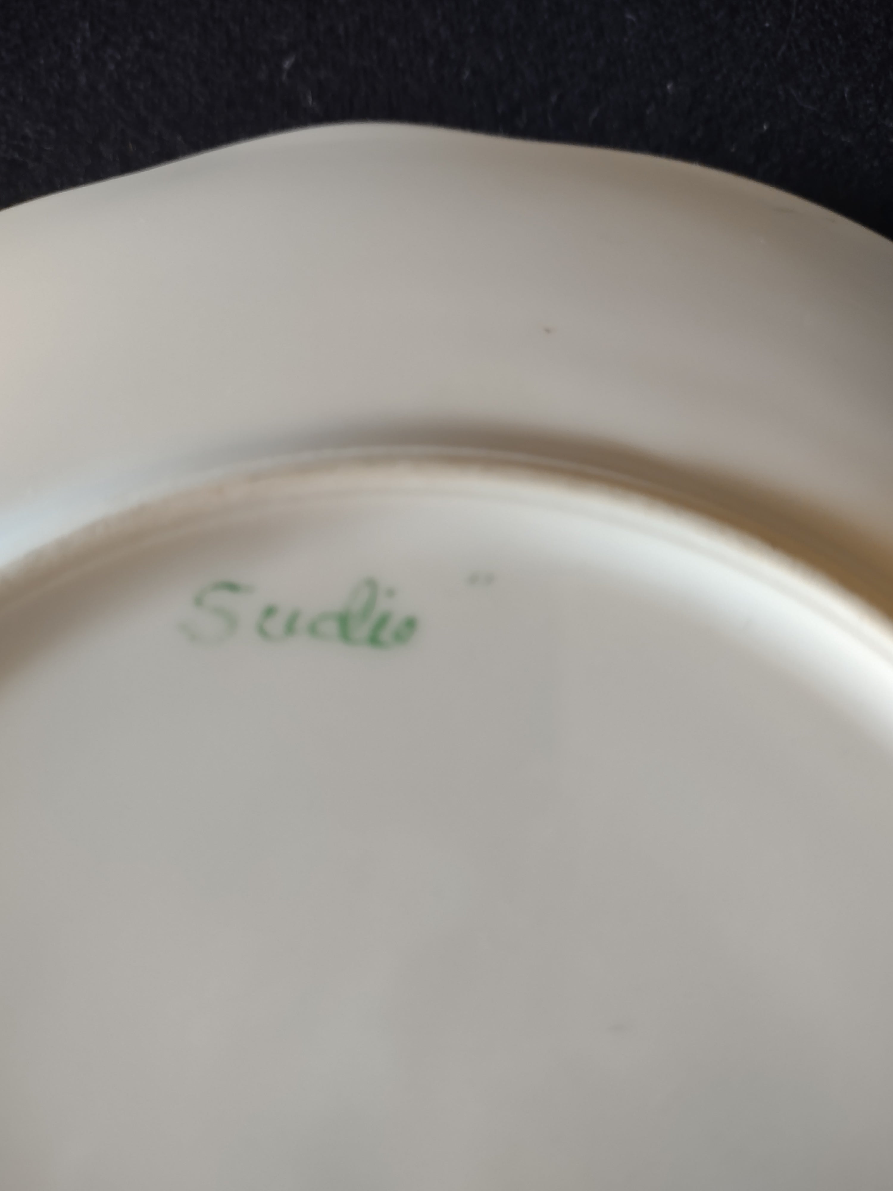 Vintage Lemon Server Gold Handle Flowers Butterfly Hand Painted Sudie (Lot 5093)