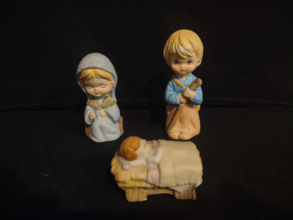 Homco Home Interiors Childrens Nativity Set Mary Joseph Baby (lot 2431c)