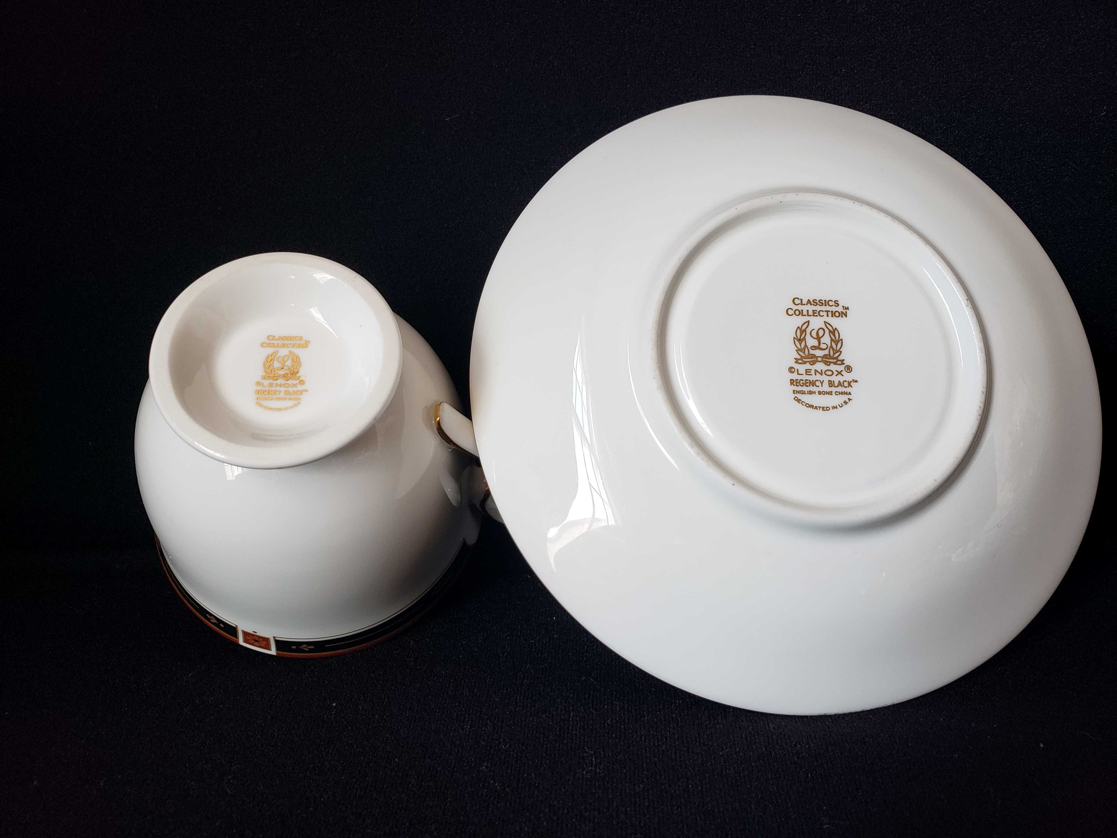 Vintage Lenox Regency Black Tea Cup with Saucer (lot 1934)