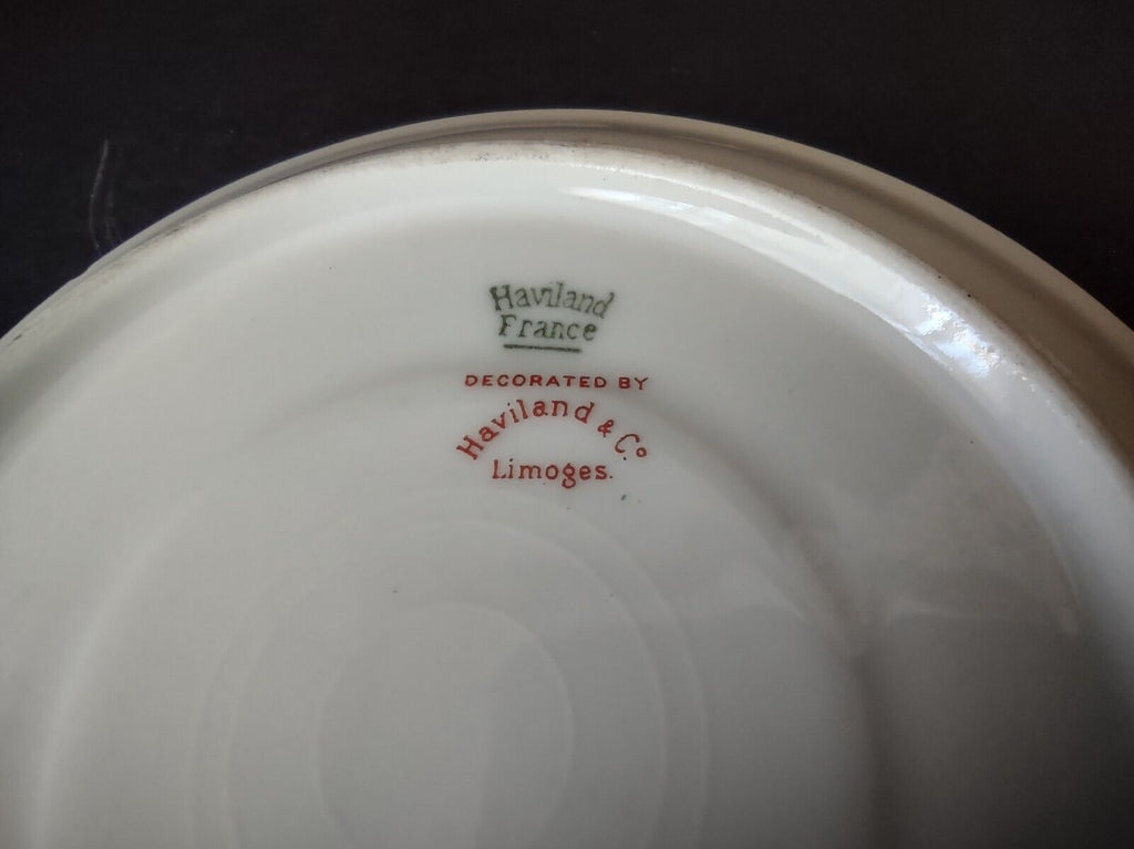 Haviland Limoges Blue Cream Yellow Flower Gold Trim Saucer (lot 728)