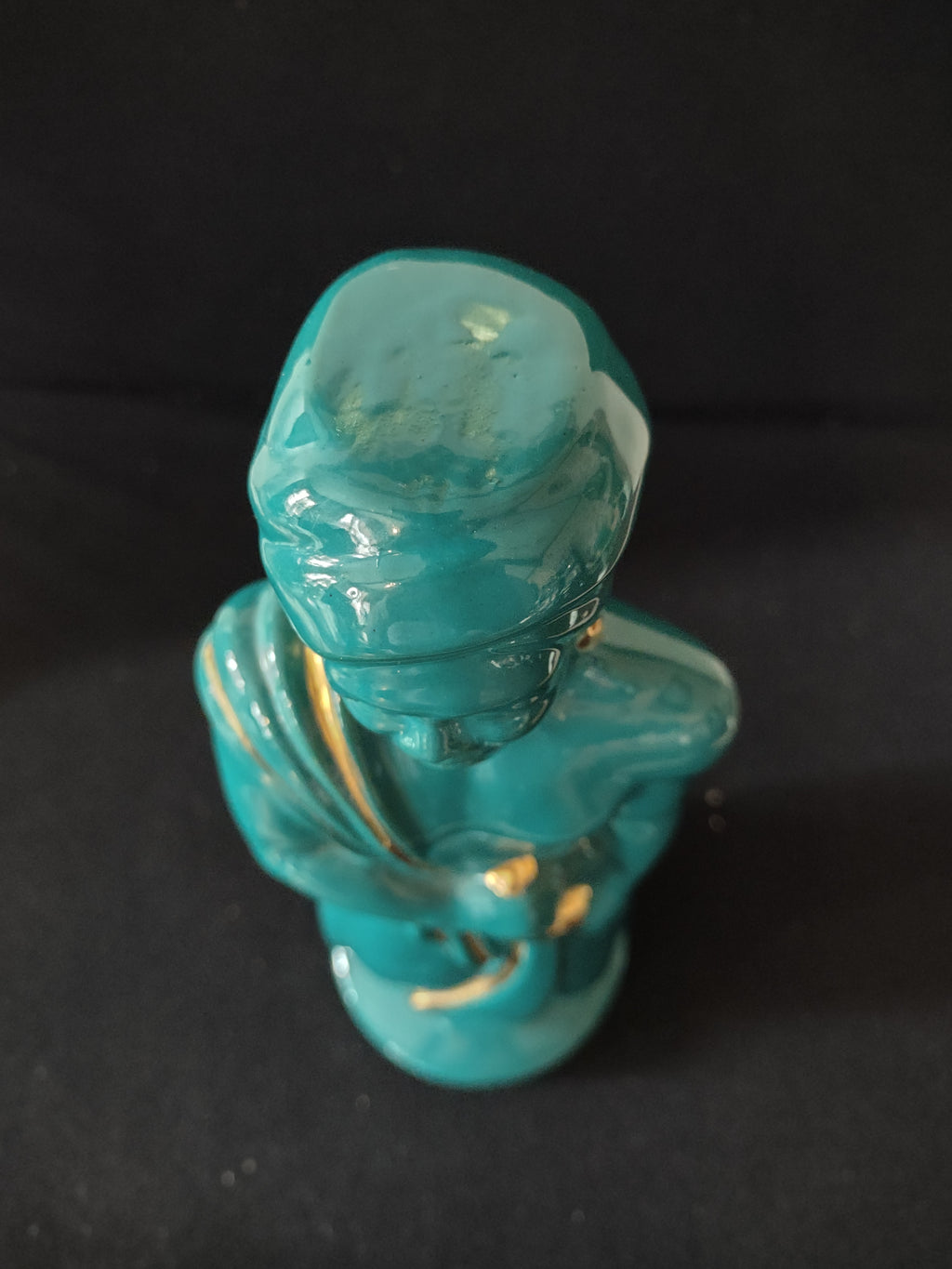 Vintage Ceramic Eastern Style Figurine Man Woman Turquoise Gold Accent (Lot 3737