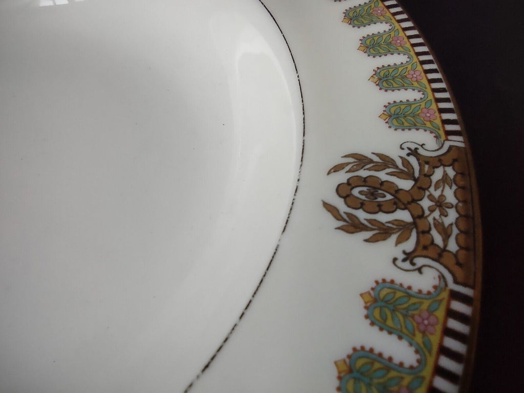 Haviland Limoges Gold Black Pink Turquoise Flower Trim Soup Bowl (lot 663)