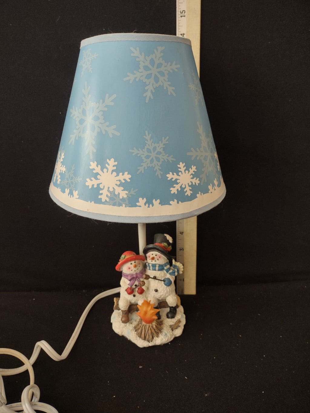 Vintage Christmas Winter Snowman Marshmallows Lamp Snowflake Shade (Lot 3735)