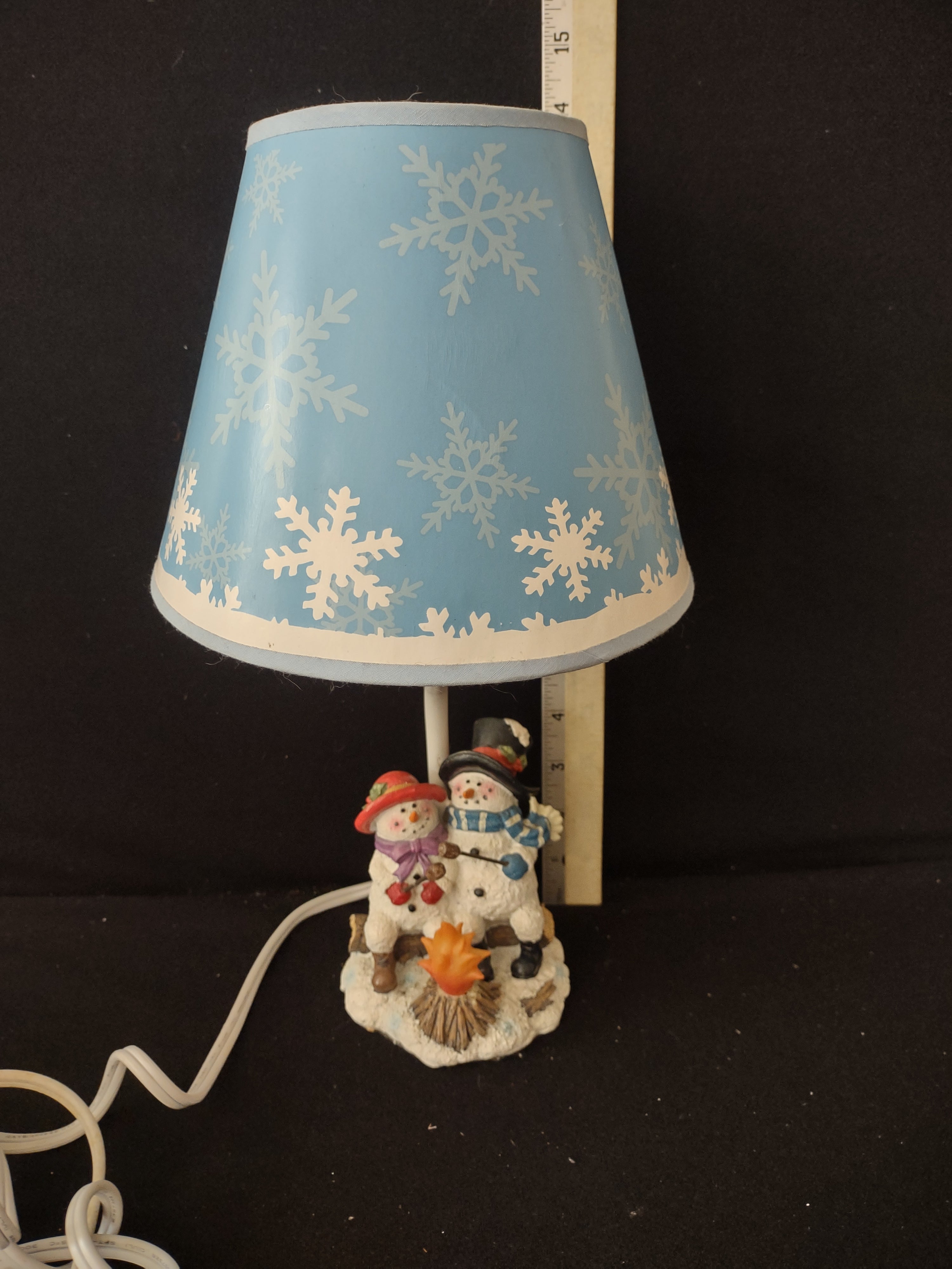 Vintage Christmas Winter Snowman Marshmallows Lamp Snowflake Shade (Lot 3735)
