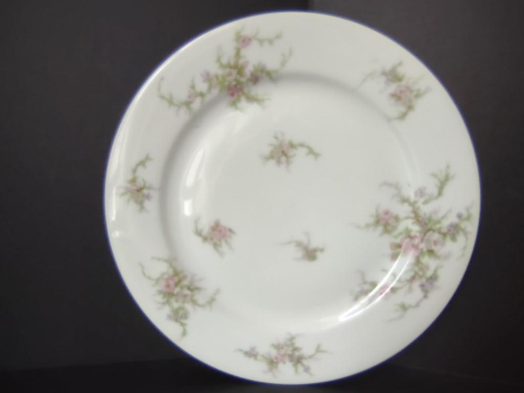 Haviland Limoges Dinner Plate 9-3/4" Pink White Cabbage Rose Moss (lot 909)