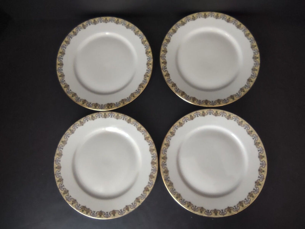 Wm Guering Limoges France 4 x Salad Plate Yellow Gold Design (lot 530)