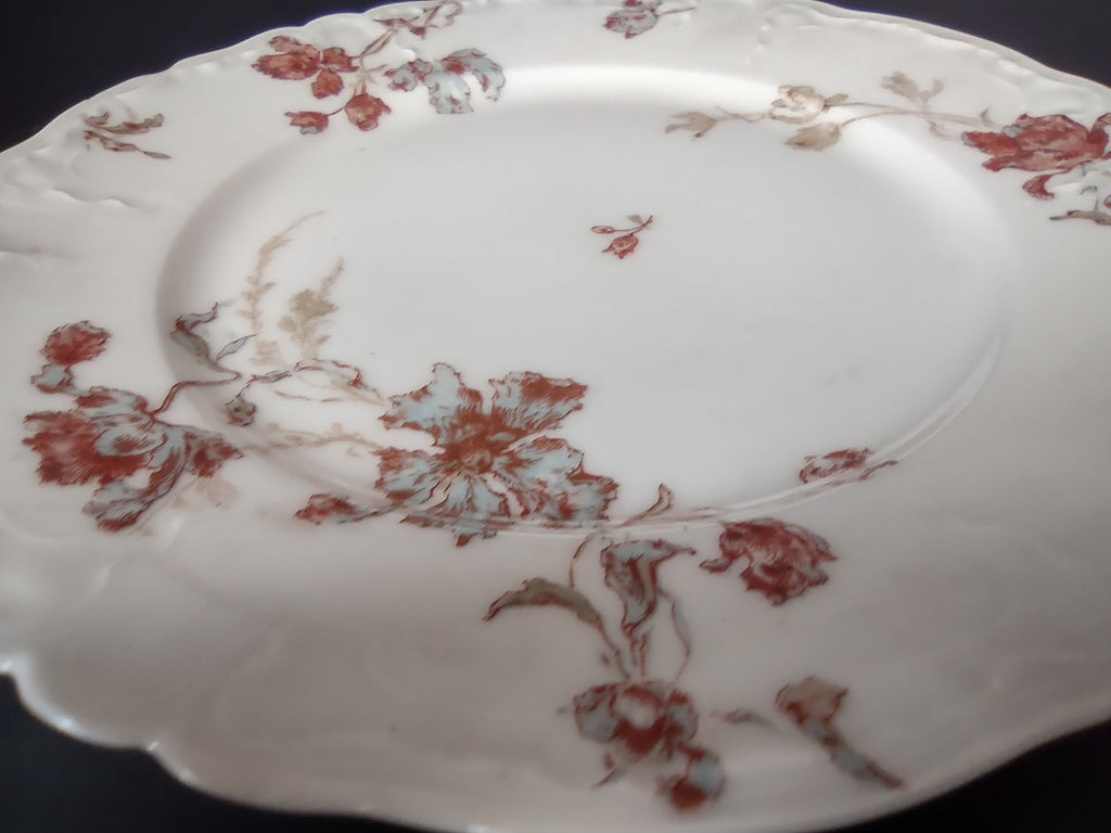Haviland Limoges Blue Red Flower Luncheon Plate T.M. James & Sons (lot 953)