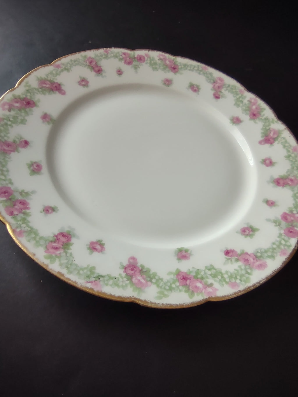 JP French Chic Floral Cottage Vintage Dinner Plate Rose Garland (lot 836)