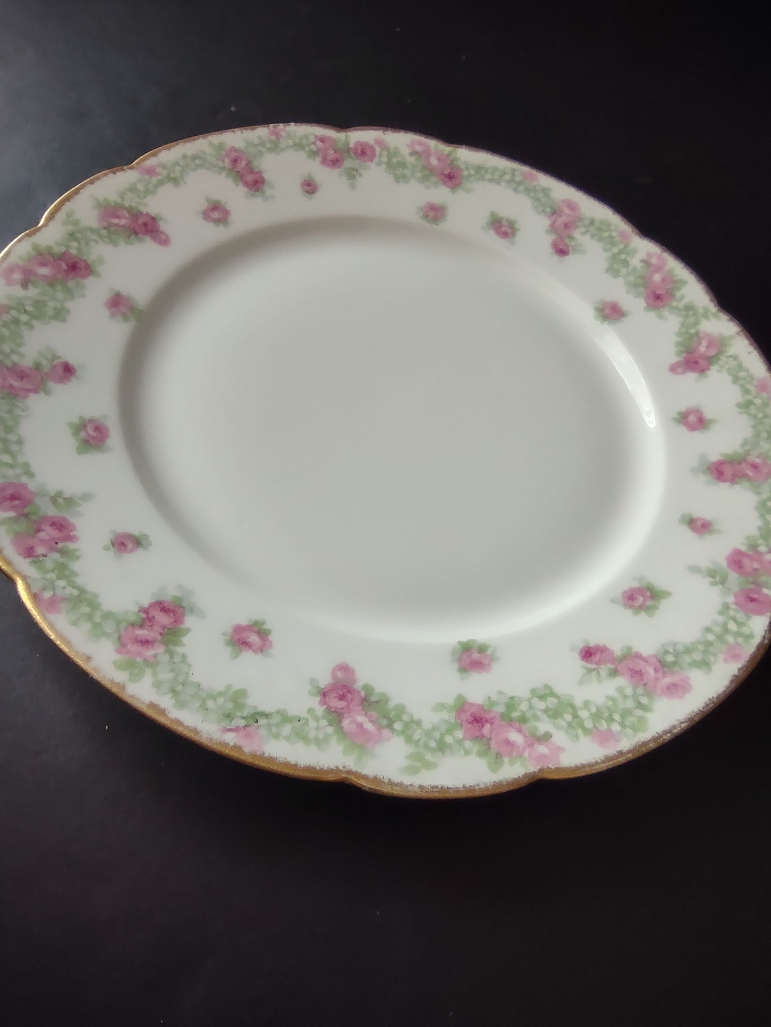 JP French Chic Floral Cottage Vintage Dinner Plate Rose Garland (lot 836)