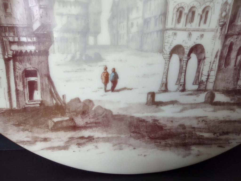 TV Limoges Cabinet Plate Town Design 9"(lot 1125)