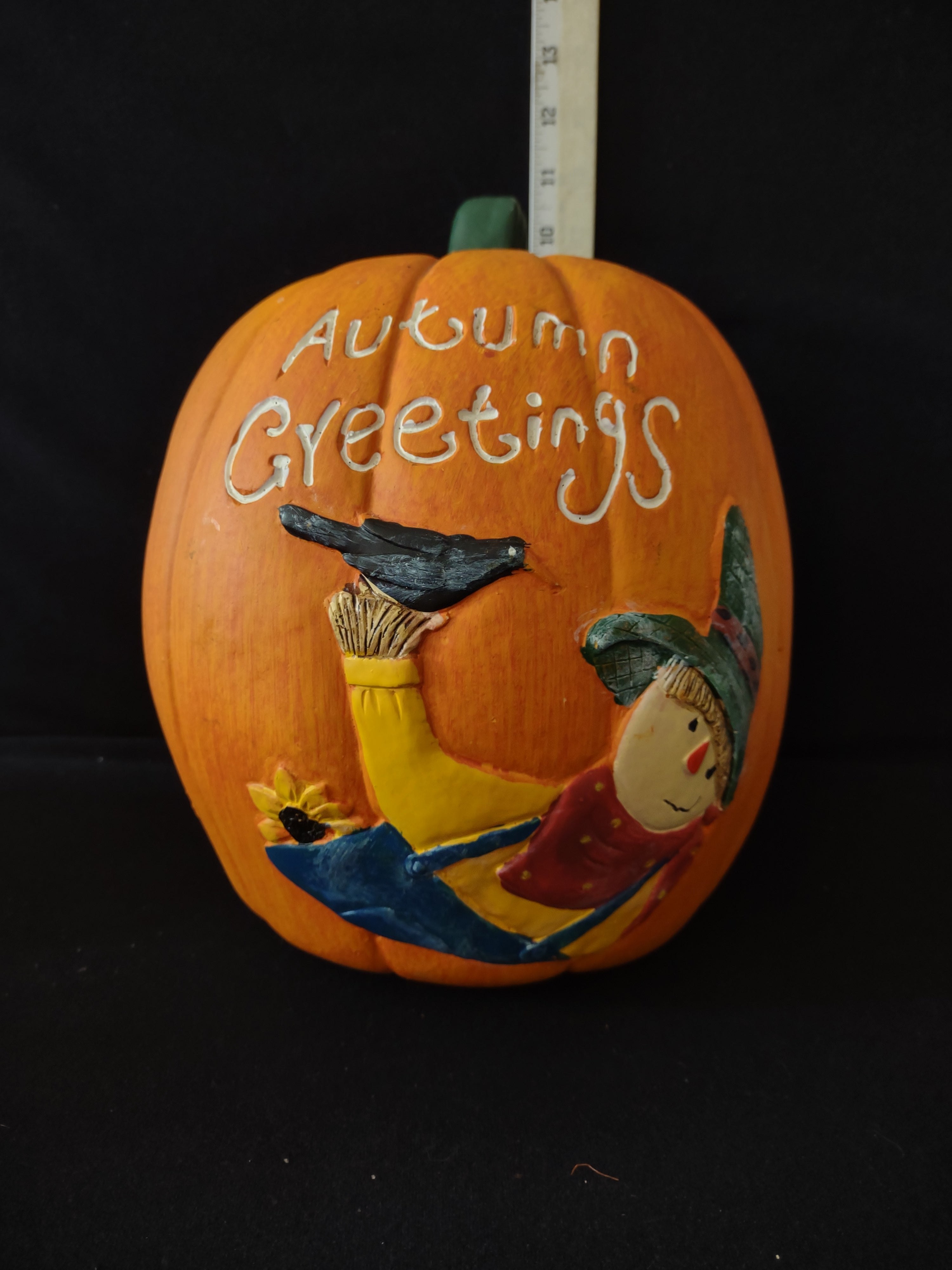 Halloween/Thanksgiving Ceramic Welcome Scarecrow Pumpkin (Lot 3123)