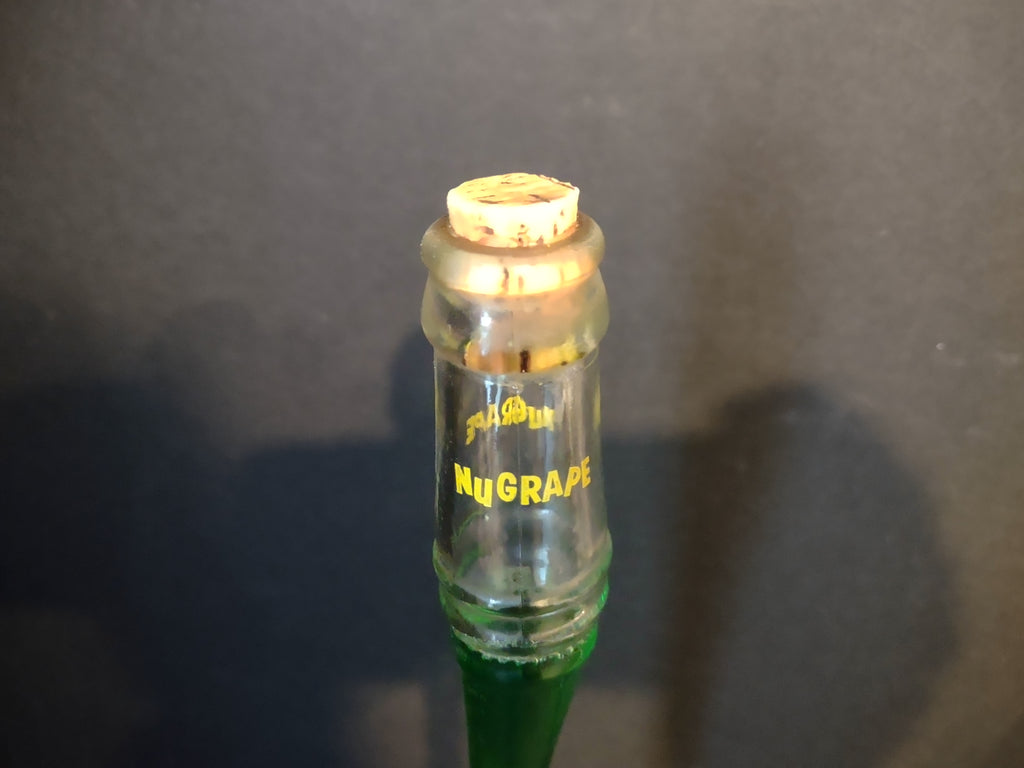 Vintage Collectible Nu Grape Stretched Out Bottle 10 oz fl Green (lot 2554j)