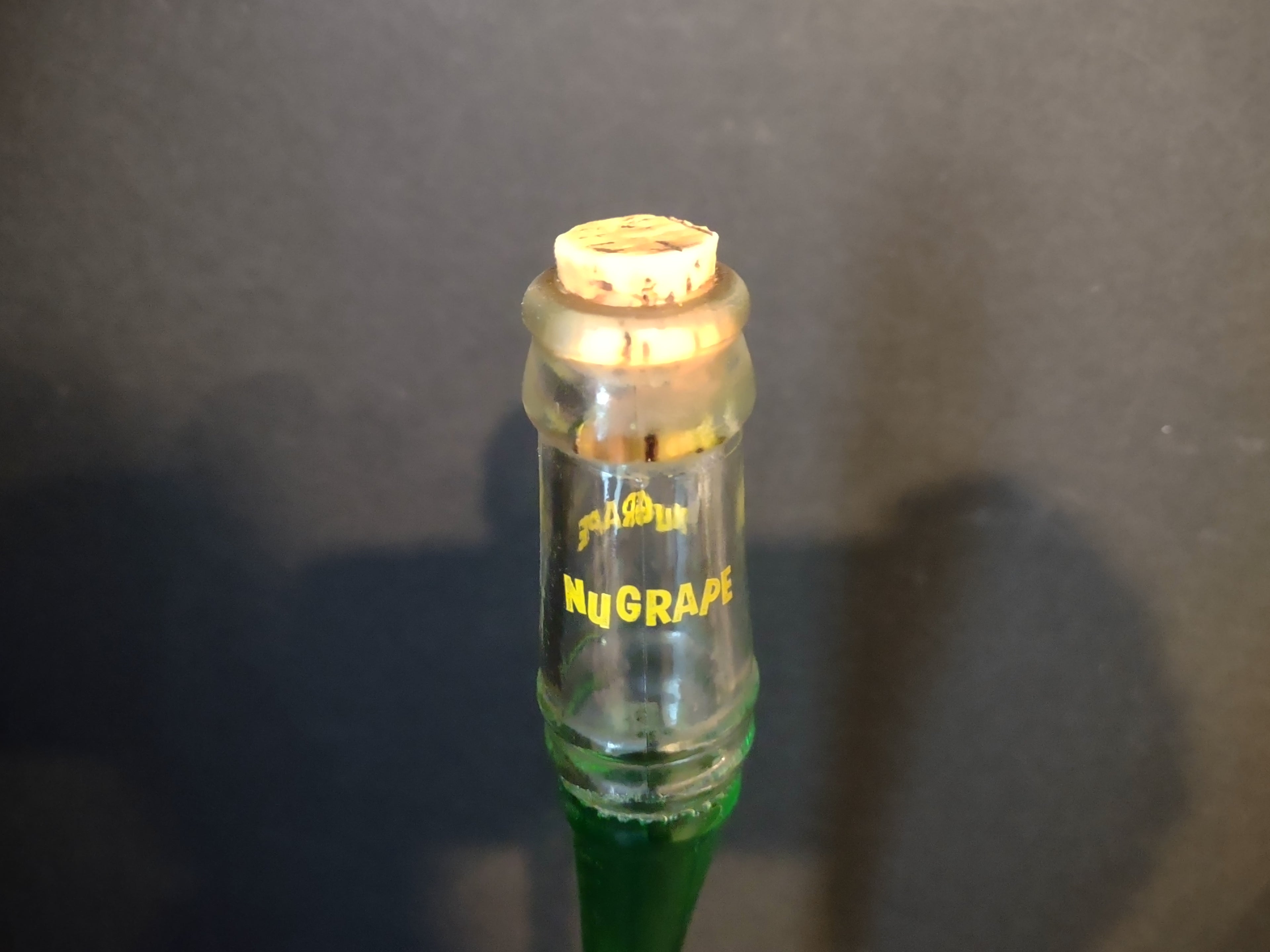 Vintage Collectible Nu Grape Stretched Out Bottle 10 oz fl Green (lot 2554j)