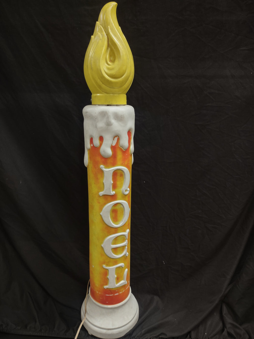 Vintage Christmas Blow Mold Candle Noel Light Up 40" Cracked Top (lot 2321)