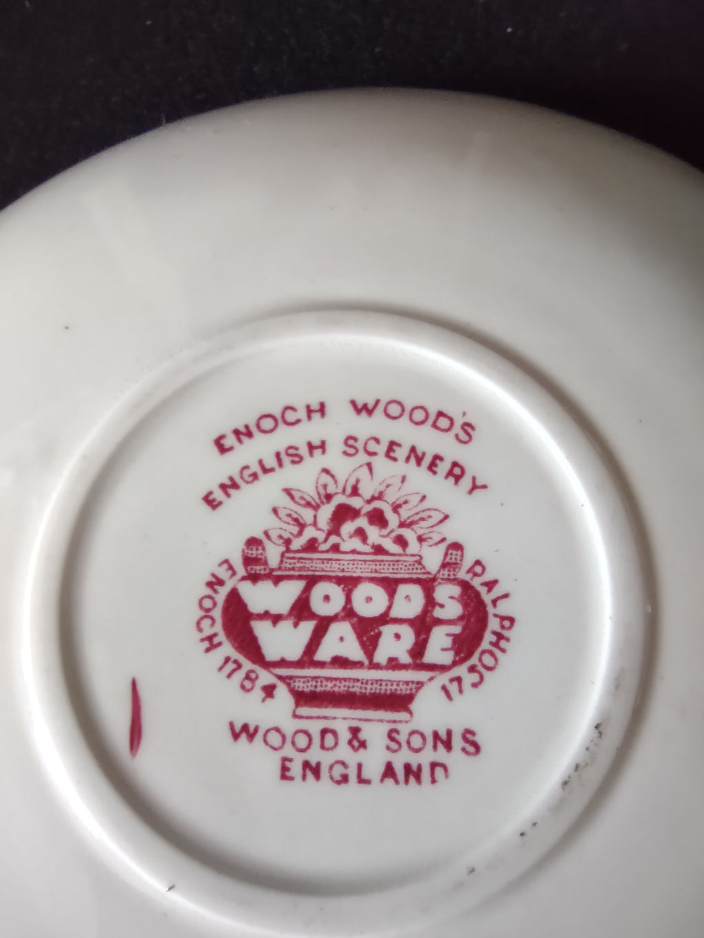 Vintage Wood Sons Cream Soup Bowl Enoch Woods English Scenery REPAIRED (Lot 5683