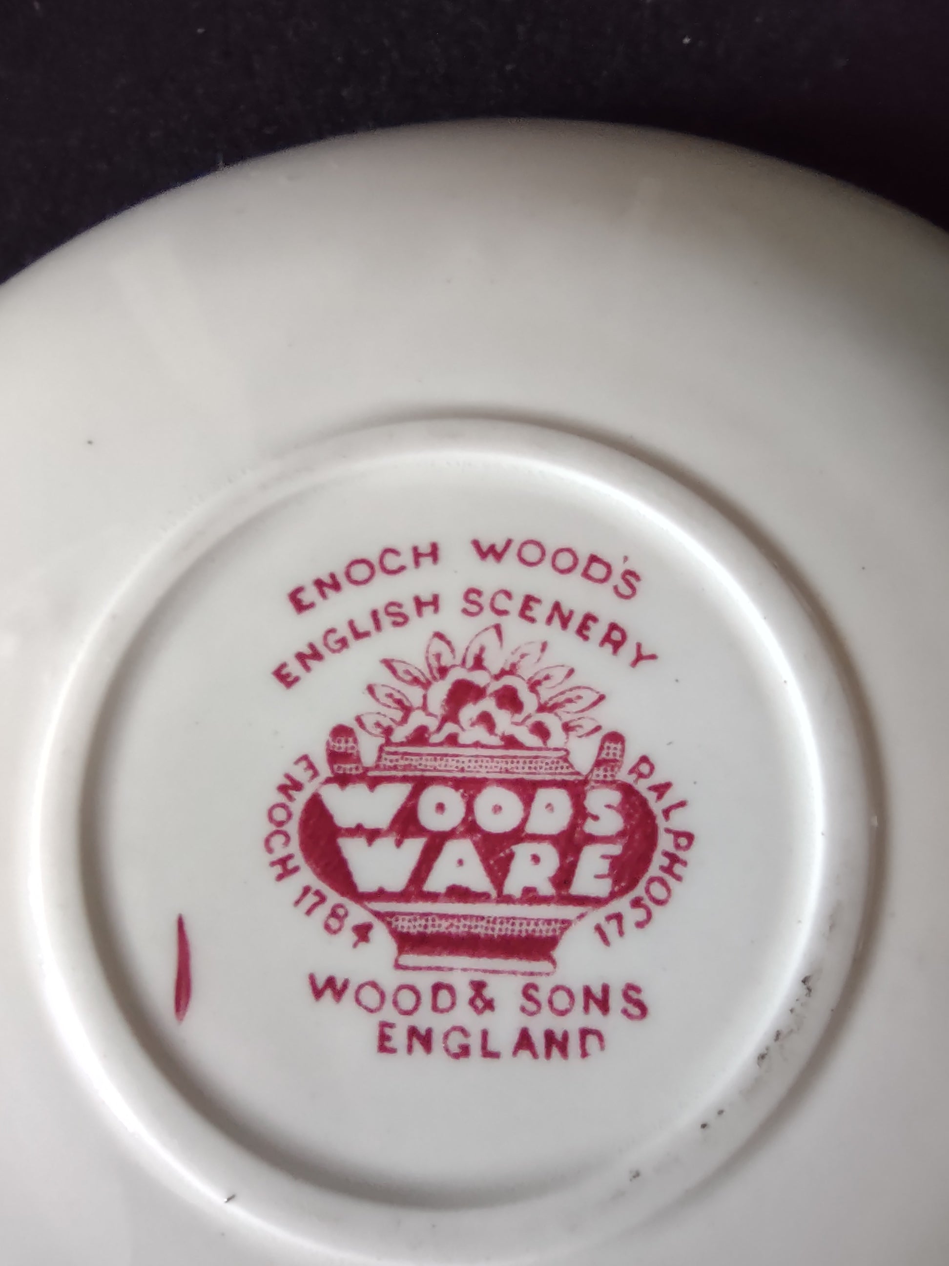 Vintage Wood Sons Cream Soup Bowl Enoch Woods English Scenery REPAIRED (Lot 5683