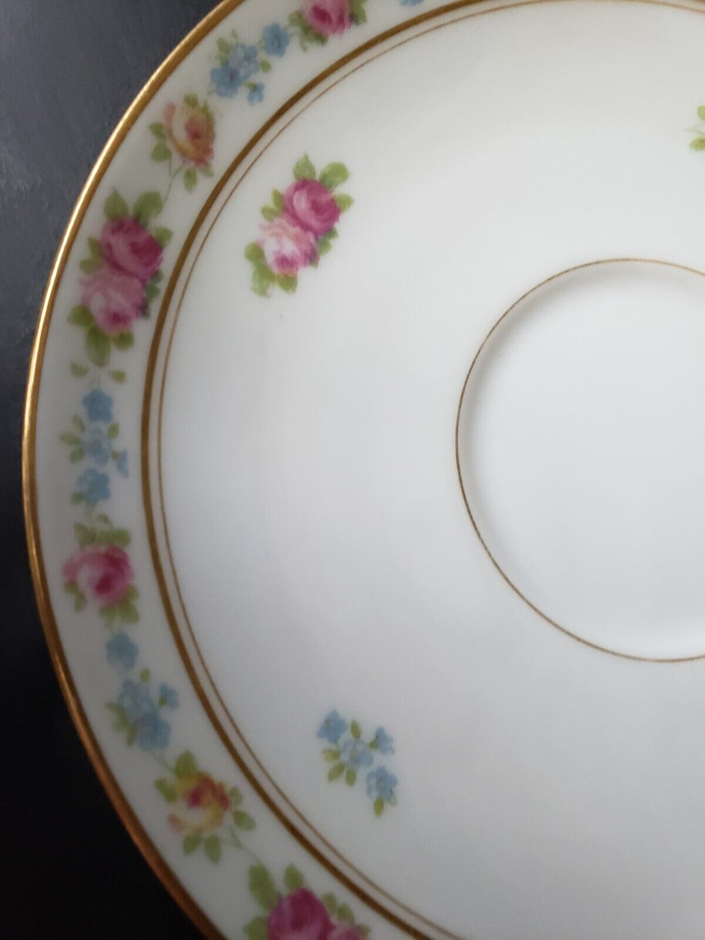 Depose Ahrenfeldt Limoges Reizenstein Saucer Pink Yellow Rose Gold Trim lot 616