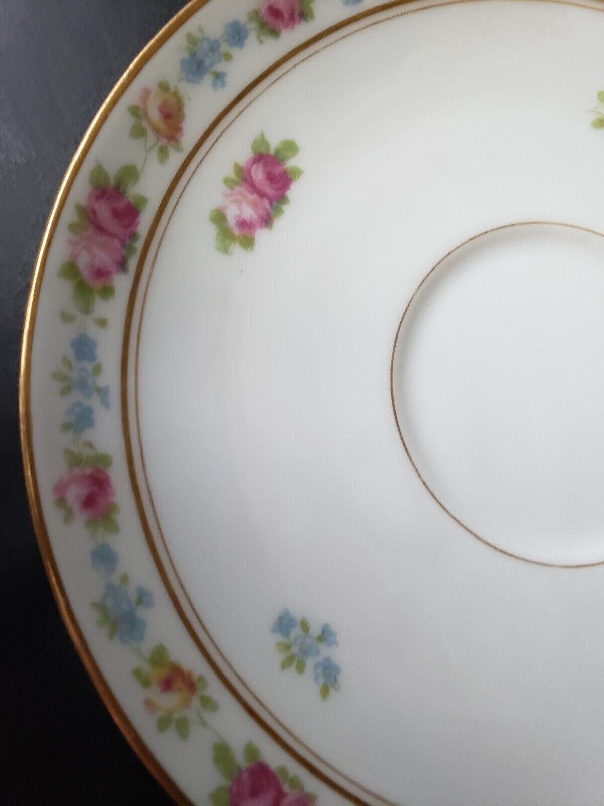 Depose Ahrenfeldt Limoges Reizenstein Saucer Pink Yellow Rose Gold Trim lot 616