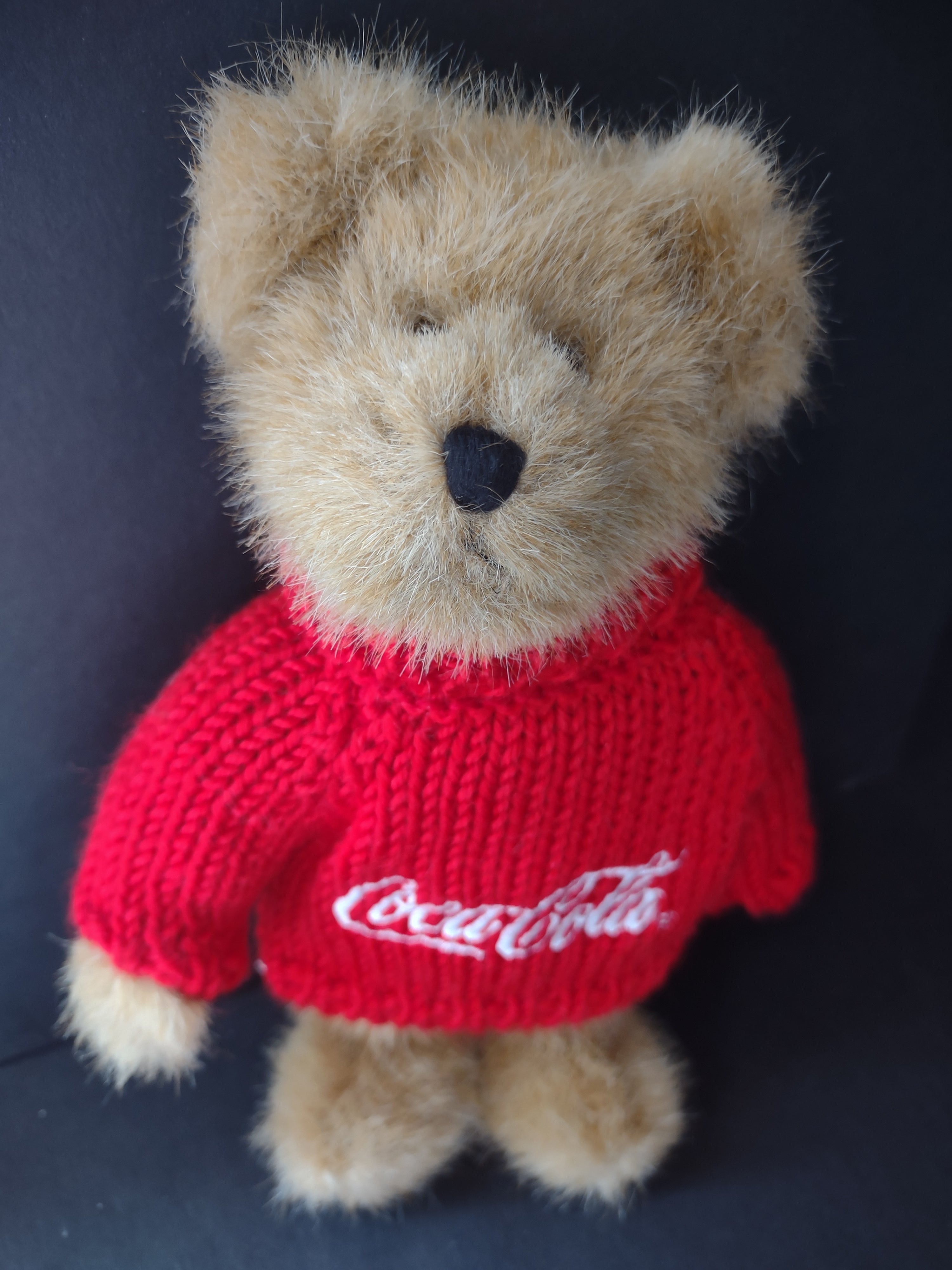 Vintage Collectible Coca-Cola Boyds Bear Plush Johnny Red Sweater 8" (lot 3128c)