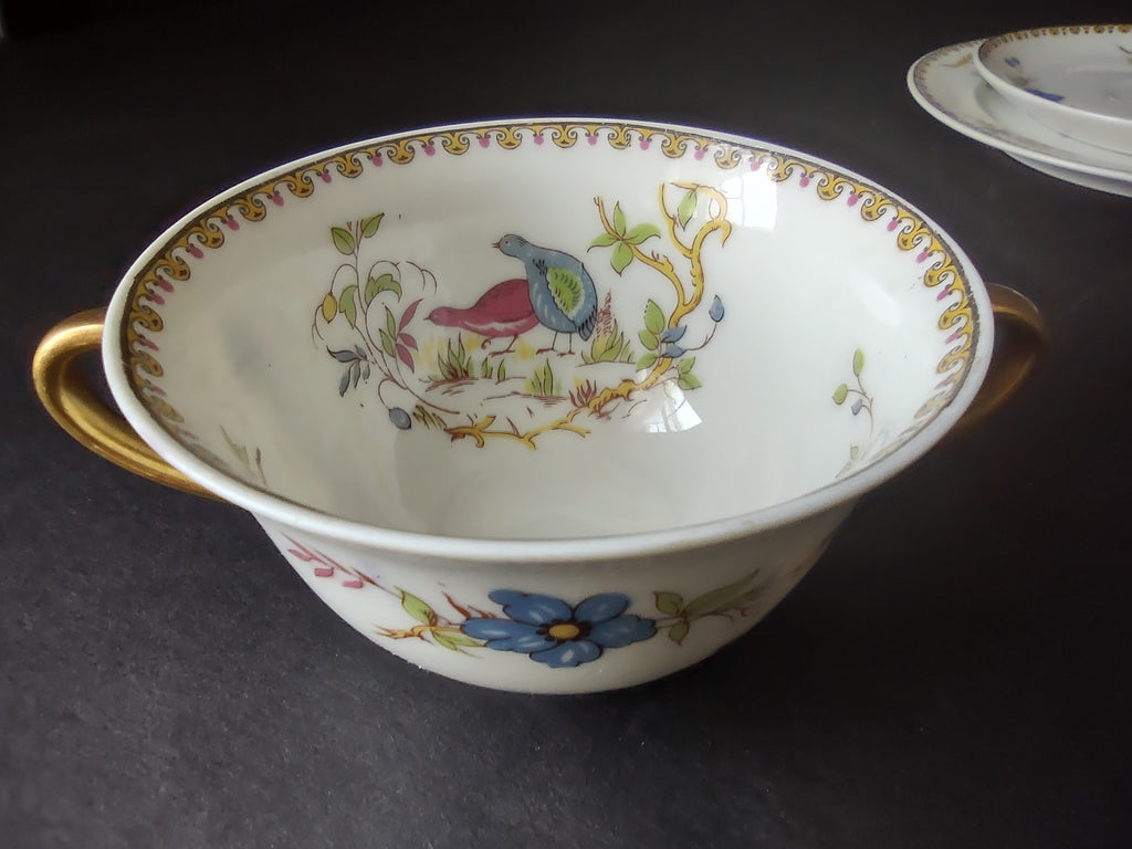 B. Altman Limoges Old Abbey Rouen Spray Pheasant Bouillon Cup & Bread (lot 813)