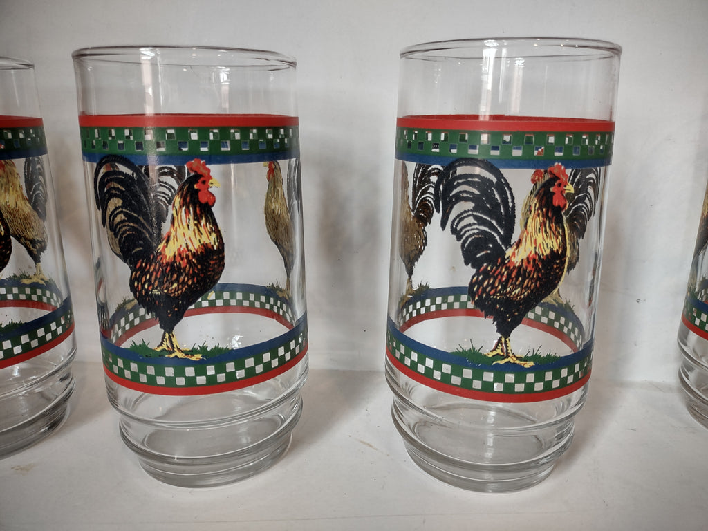 International Tableworks Glass Tumbler Ella's Rooster x 4 Cottage Farm (lot 2900