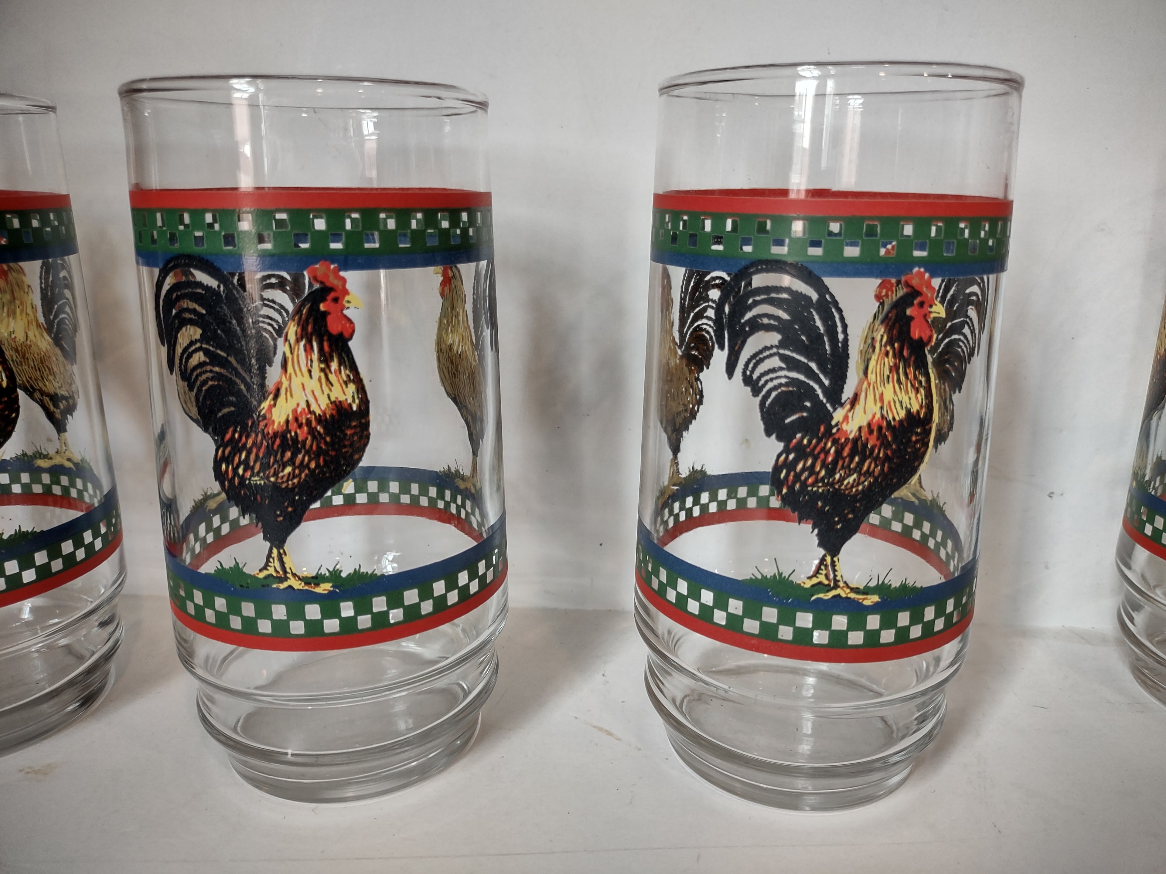 International Tableworks Glass Tumbler Ella's Rooster x 4 Cottage Farm (lot 2900