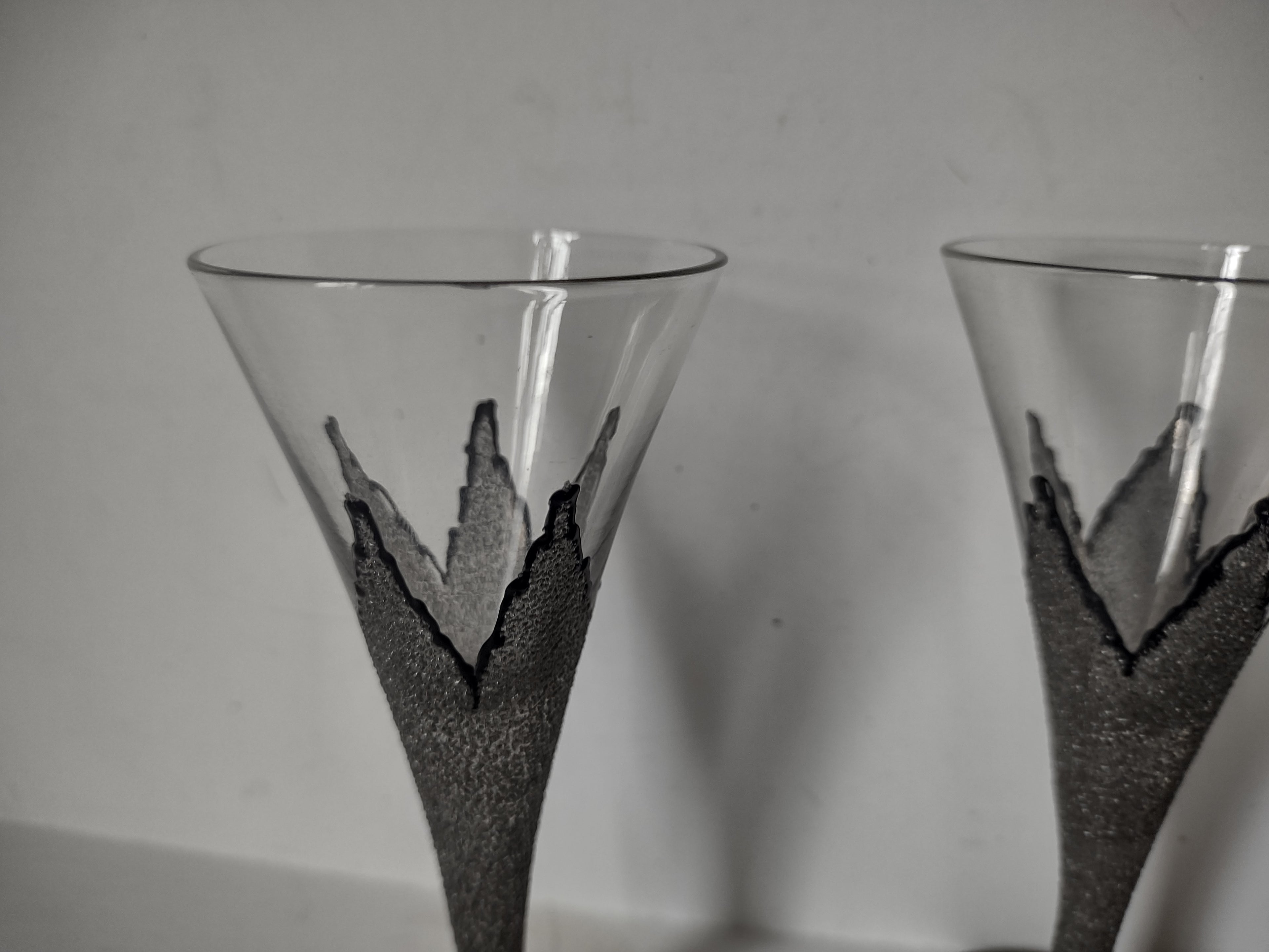 Set of 2 SMALL Martini Glass Vintage MCM 4" (lot 2746)