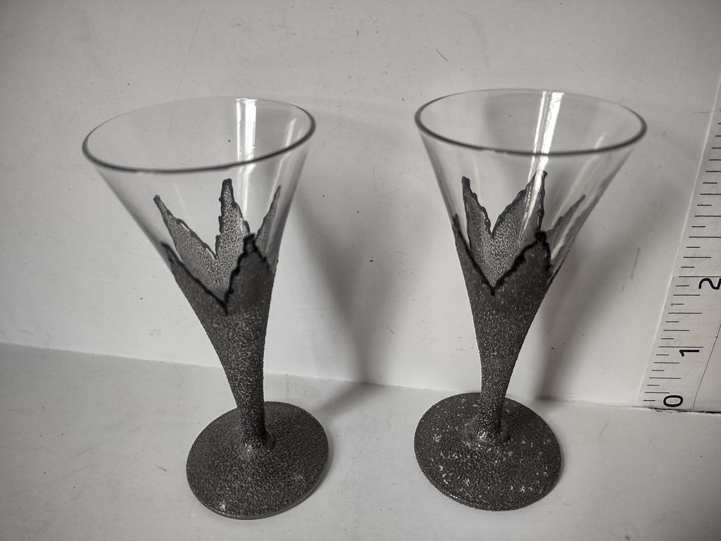 Set of 2 SMALL Martini Glass Vintage MCM 4" (lot 2746)