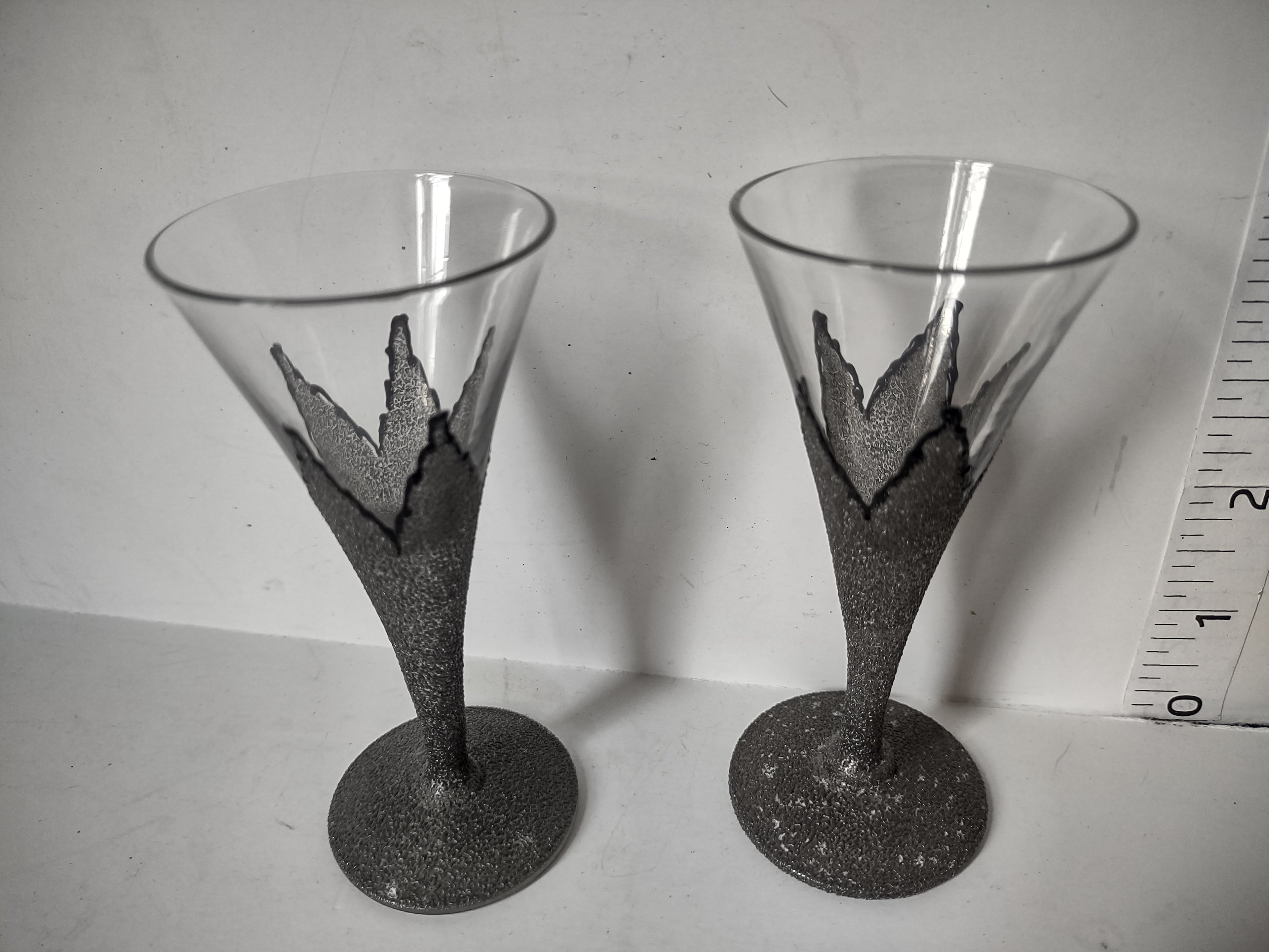 Set of 2 SMALL Martini Glass Vintage MCM 4" (lot 2746)