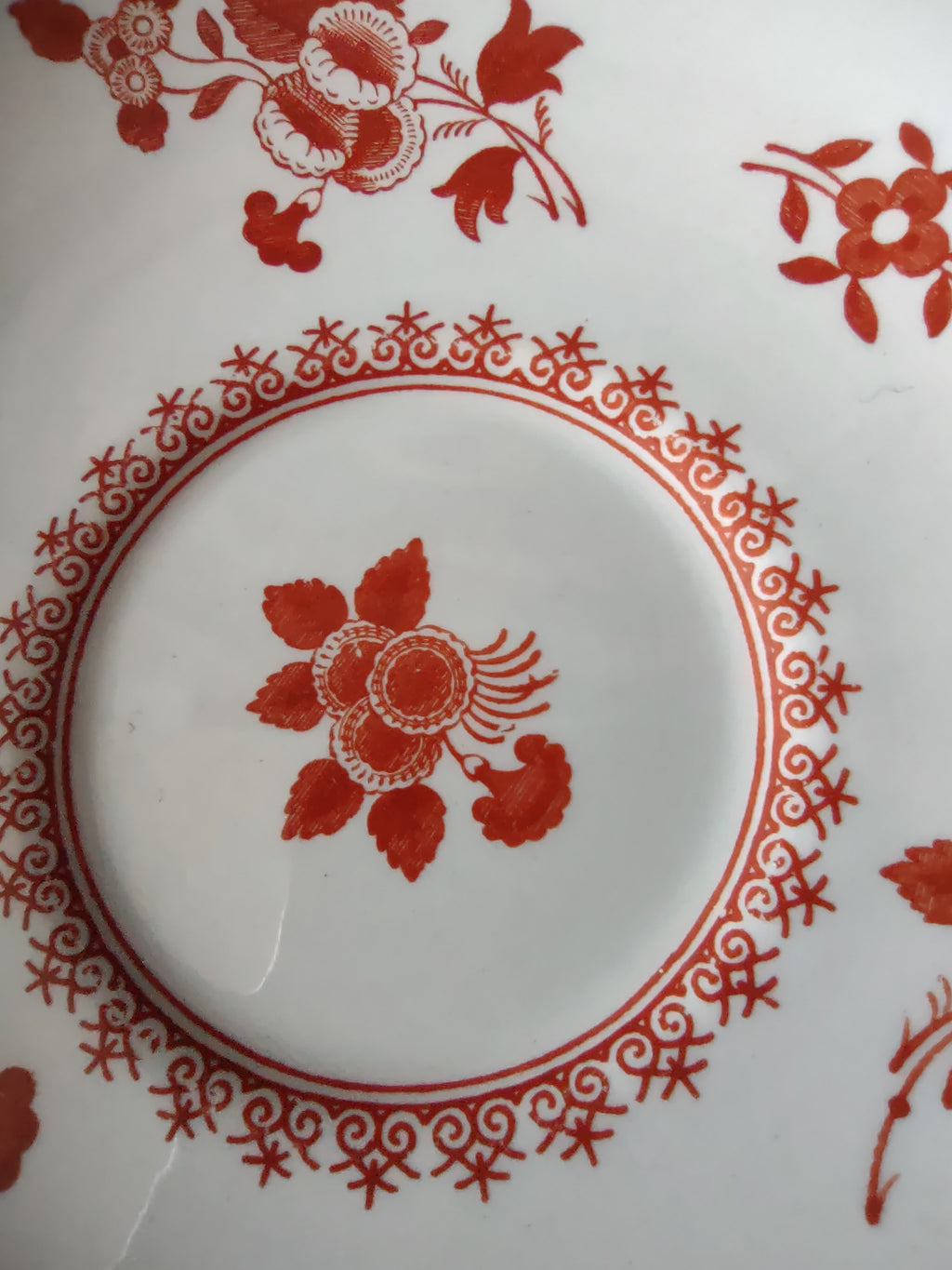 Vintage Spode Teacup Saucer Gloucester Red Fine Stone Countryside (Lot 5793)
