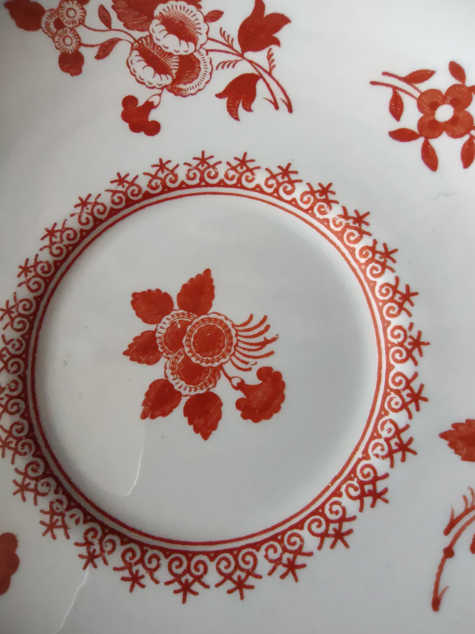 Vintage Spode Teacup Saucer Gloucester Red Fine Stone Countryside (Lot 5793)