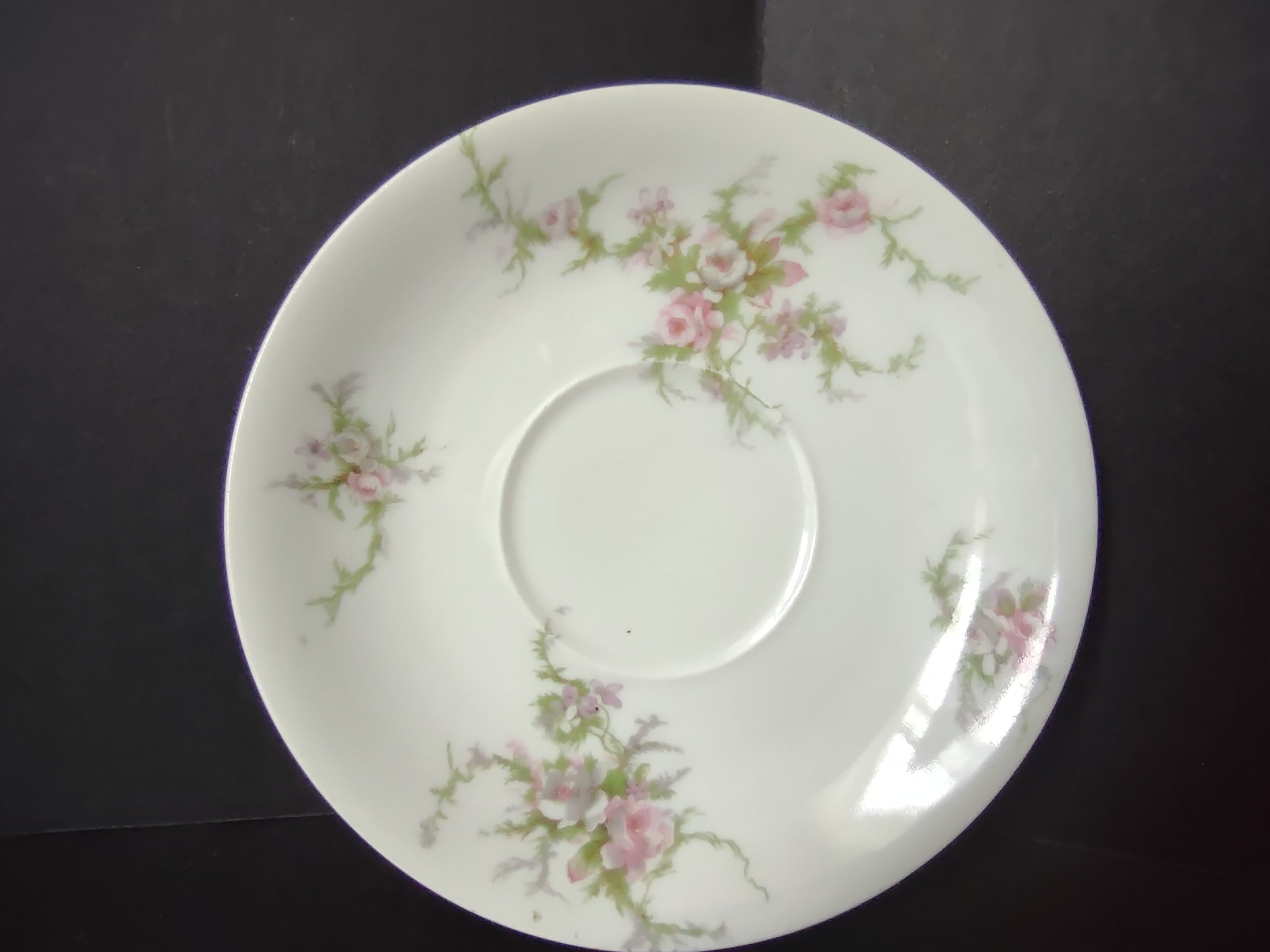 Haviland Limoges Saucer ONLY Pink White Cabbage Rose Moss (lot 910)