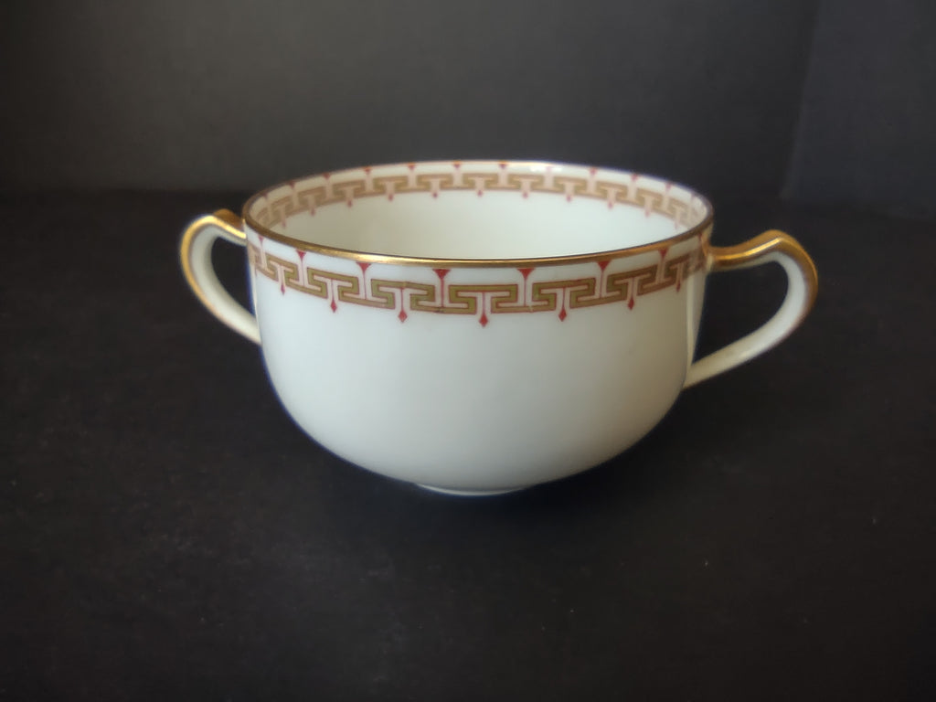 Haviland Limoges Bouillon Cup ONLY Green Red Design (lot 1064)