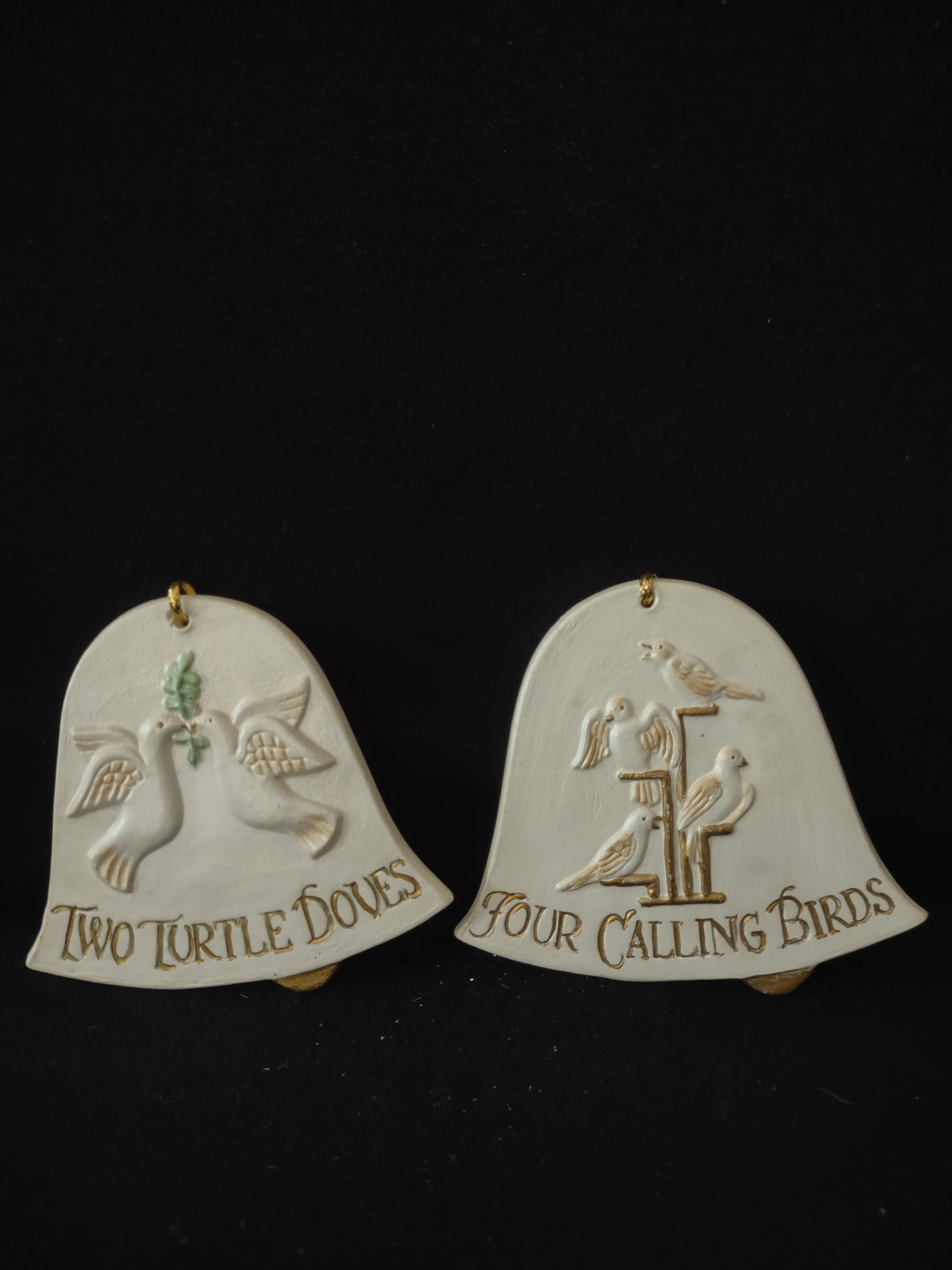 Six Ceramic Ornaments 12 Days Of Christmas Reversible (Lot 4159)