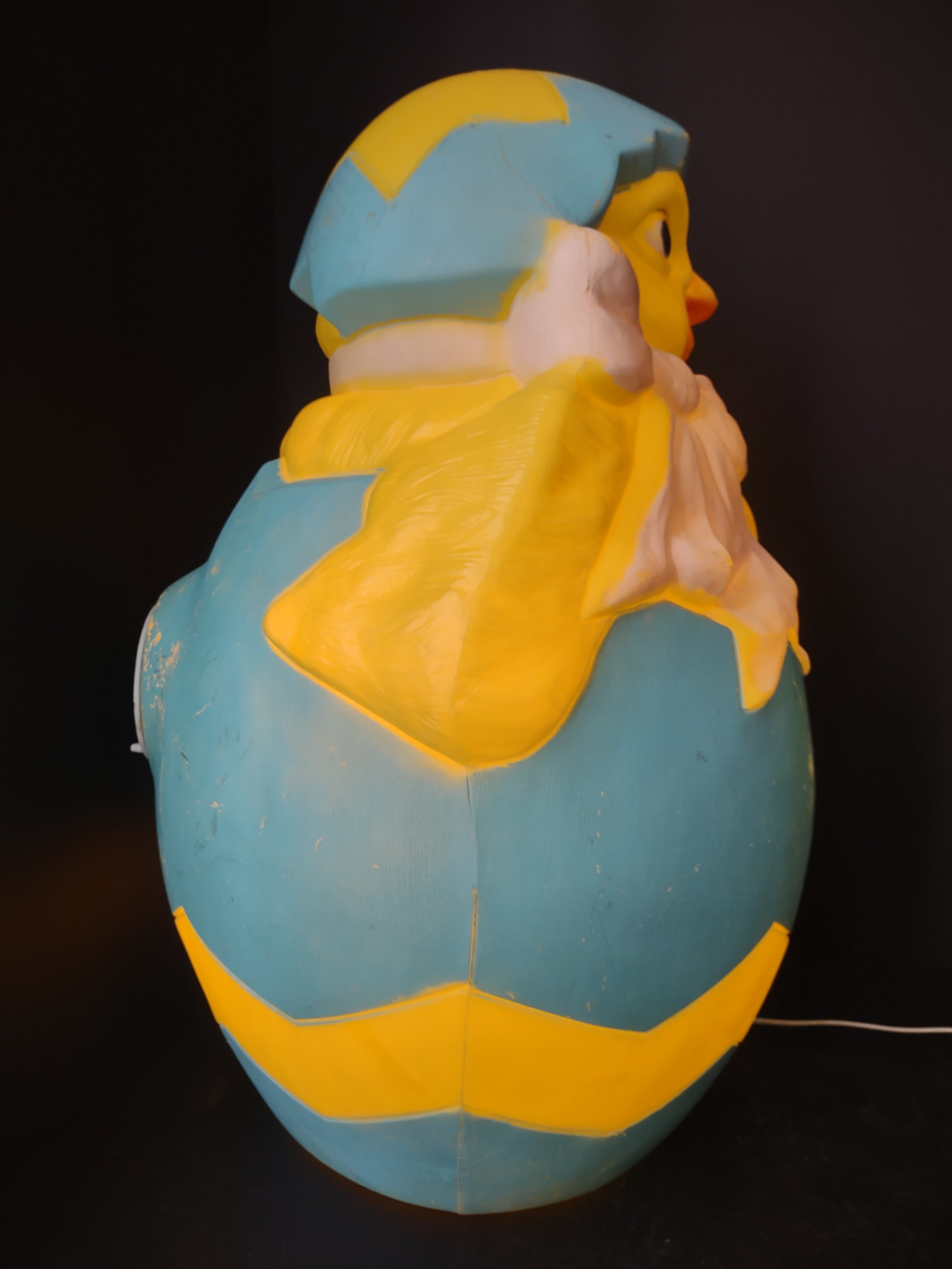 Vintage Easter Chick in Egg Lighted Blow Mold 22” Damaged Nose (lot 2542c)
