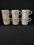 Vintage Pfaltzgraff Mugs April Flower Pink Lavender Aqua Set Of 6 (Lot 5031)