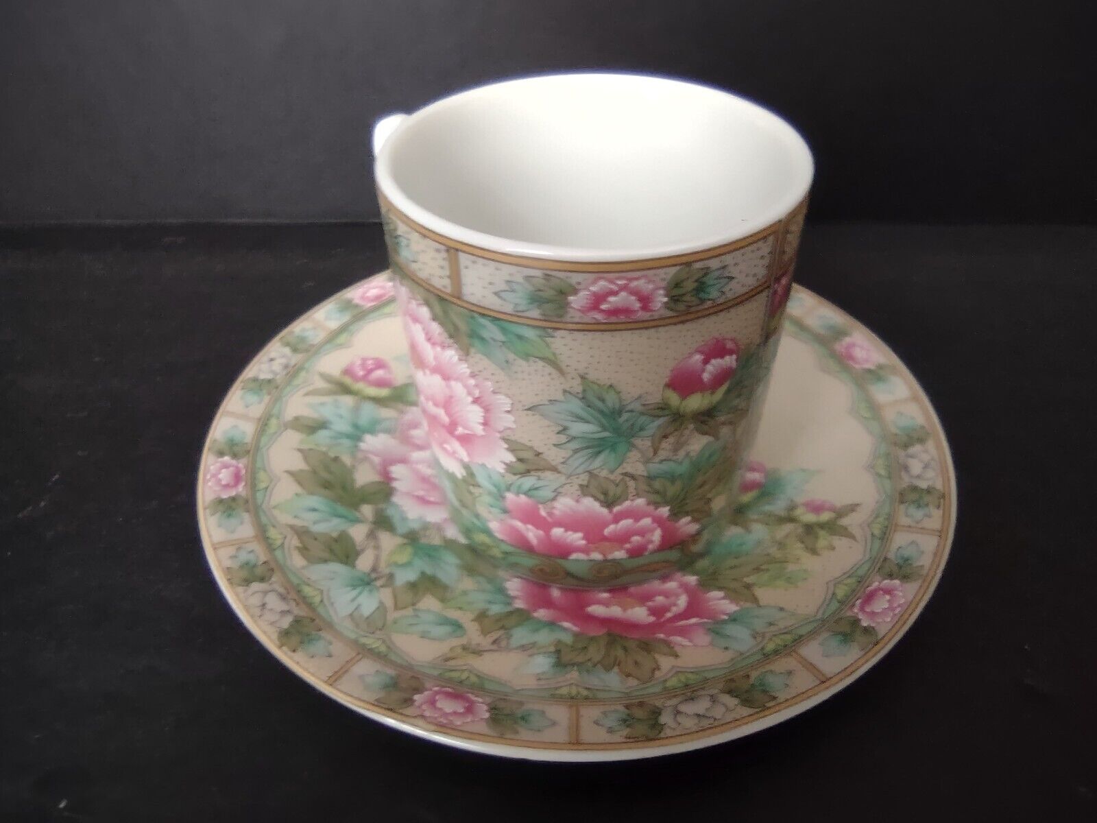 Vintage Demitasse Cup Lefton Pink Peony Flower (lot 522)