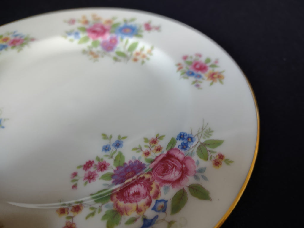Vintage Lenox L-347 Bread Plate Gold Trim Roses (lot 1817)