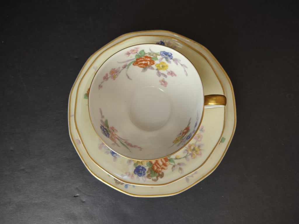 Haviland Limoges Yellow Jewel Tea Cup Saucer Dessert Plate Floral (lot 817)