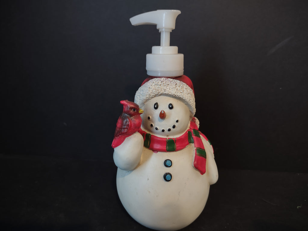 Vintage Soap Dispenser Snowman Christmas Robin Laurie (lot 2461)