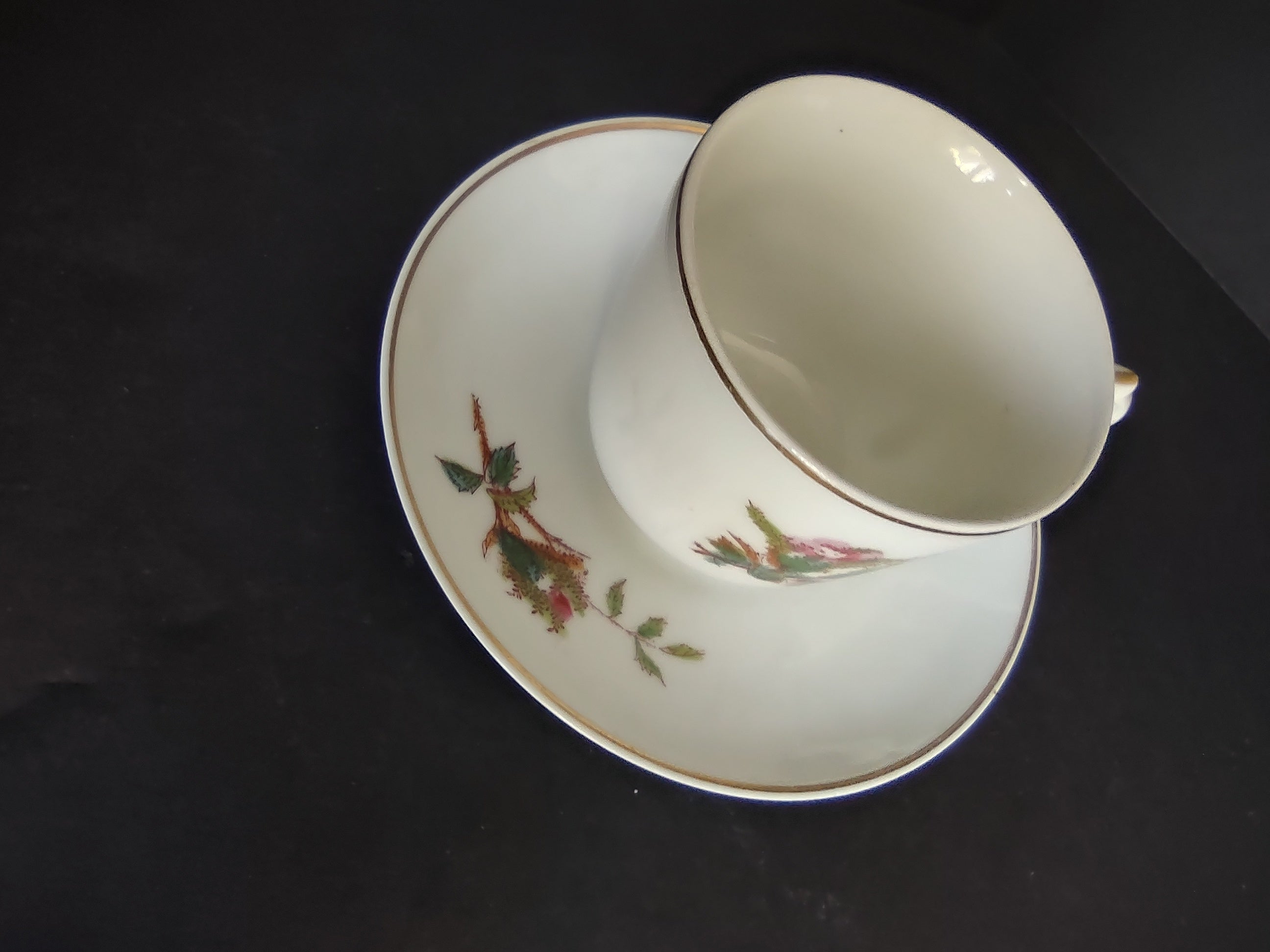 Haviland Limoges Tea Cup Saucer Moss Rose (lot 1056)