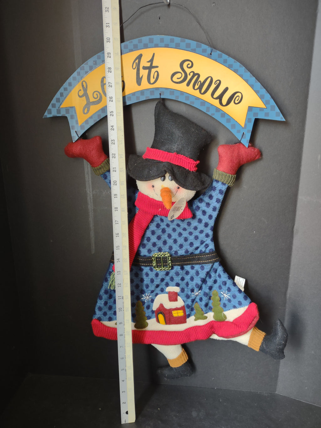 Christmas Let It Snow Snowman Wall Door Sign 28" (lot 3046j)