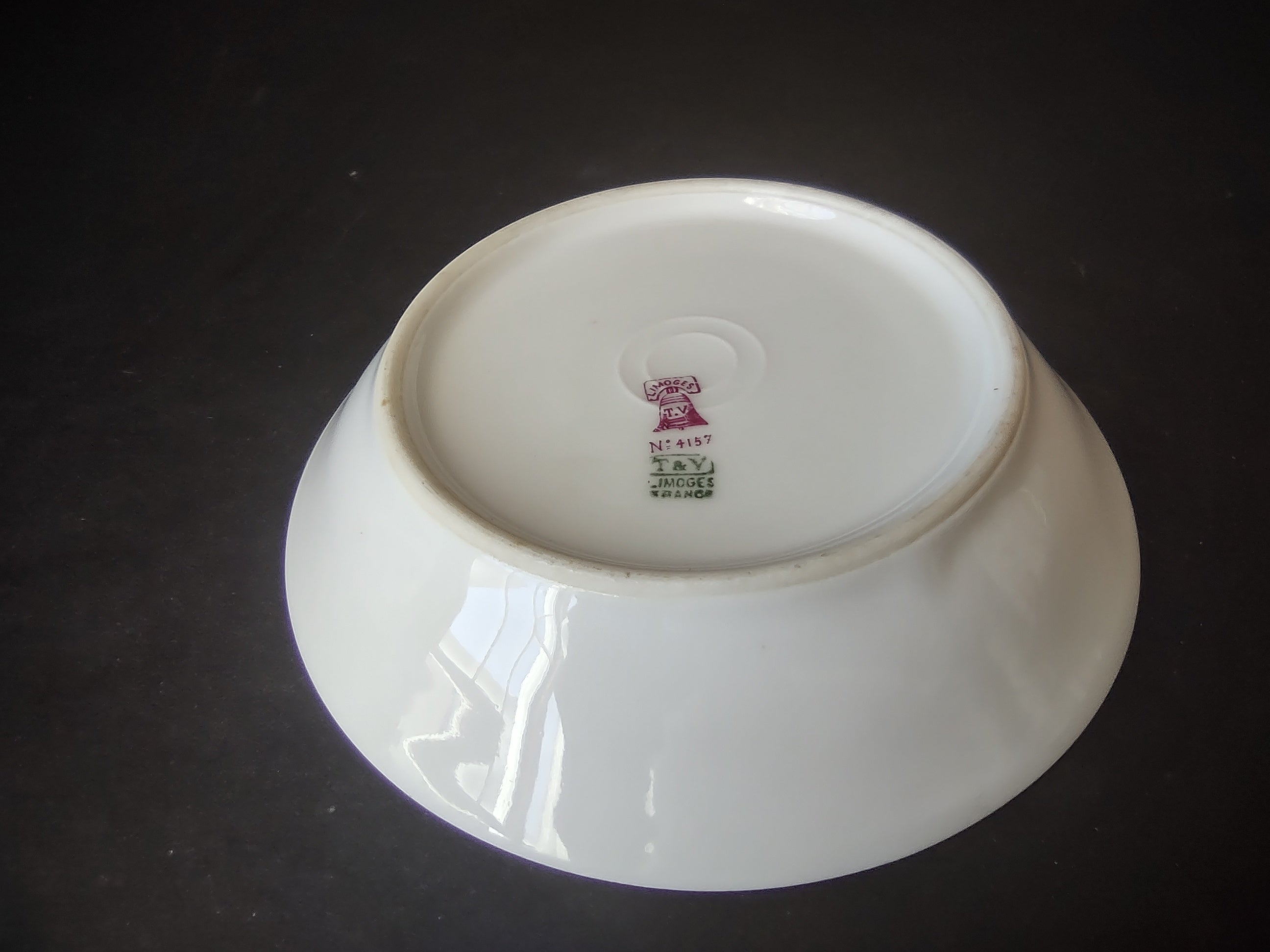 T & V Limoges France Small Bowl Gold Black Decor (lot 1067)
