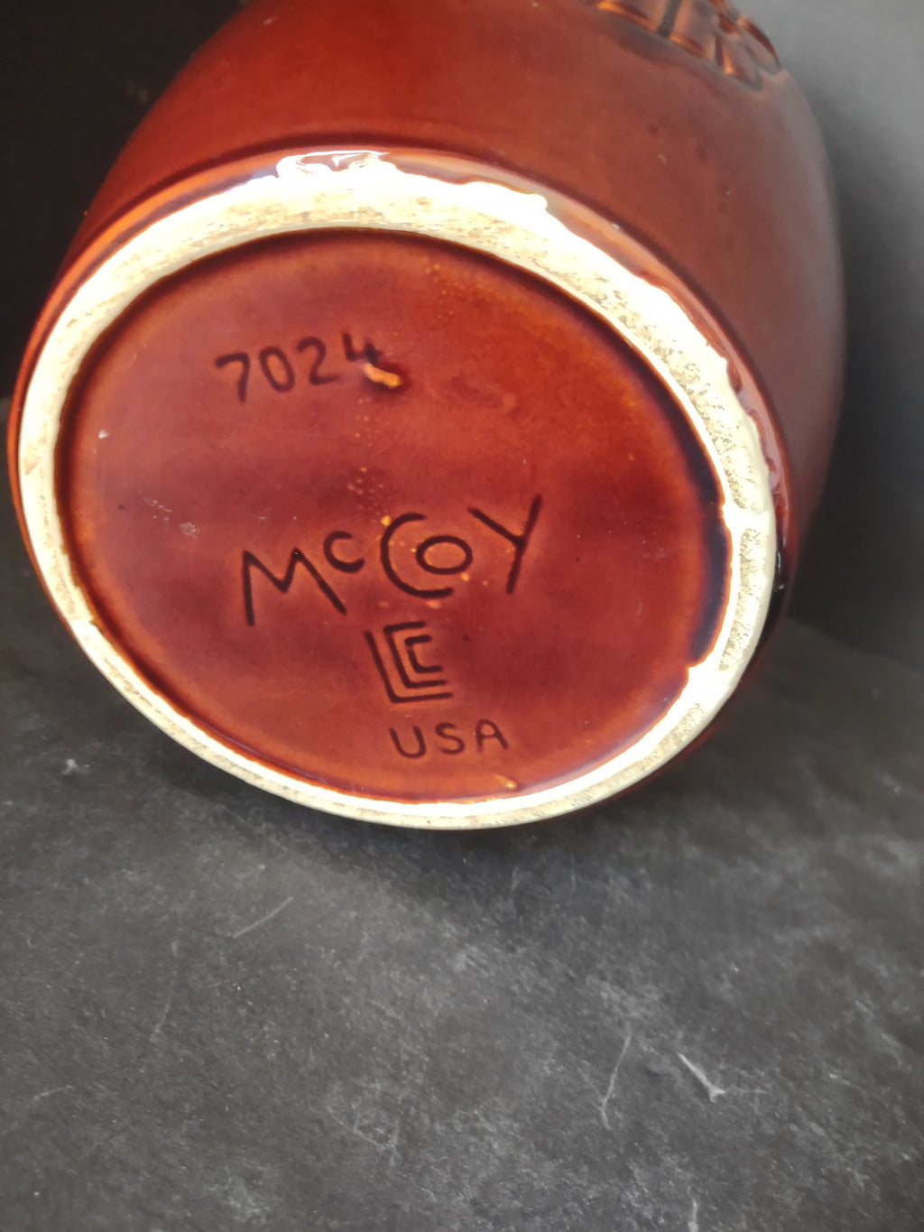 Vintage McCoy Brown Drip Glaze Large Cookie Jar w/Lid (lot 2940c)