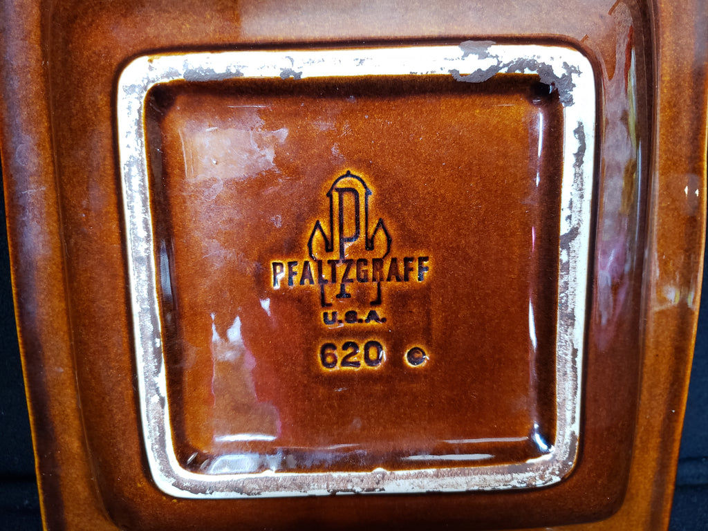Pfaltzgraff USA Brown Drip Glaze Vintage Cigar Ashtray 8" Square (lot 2147d)