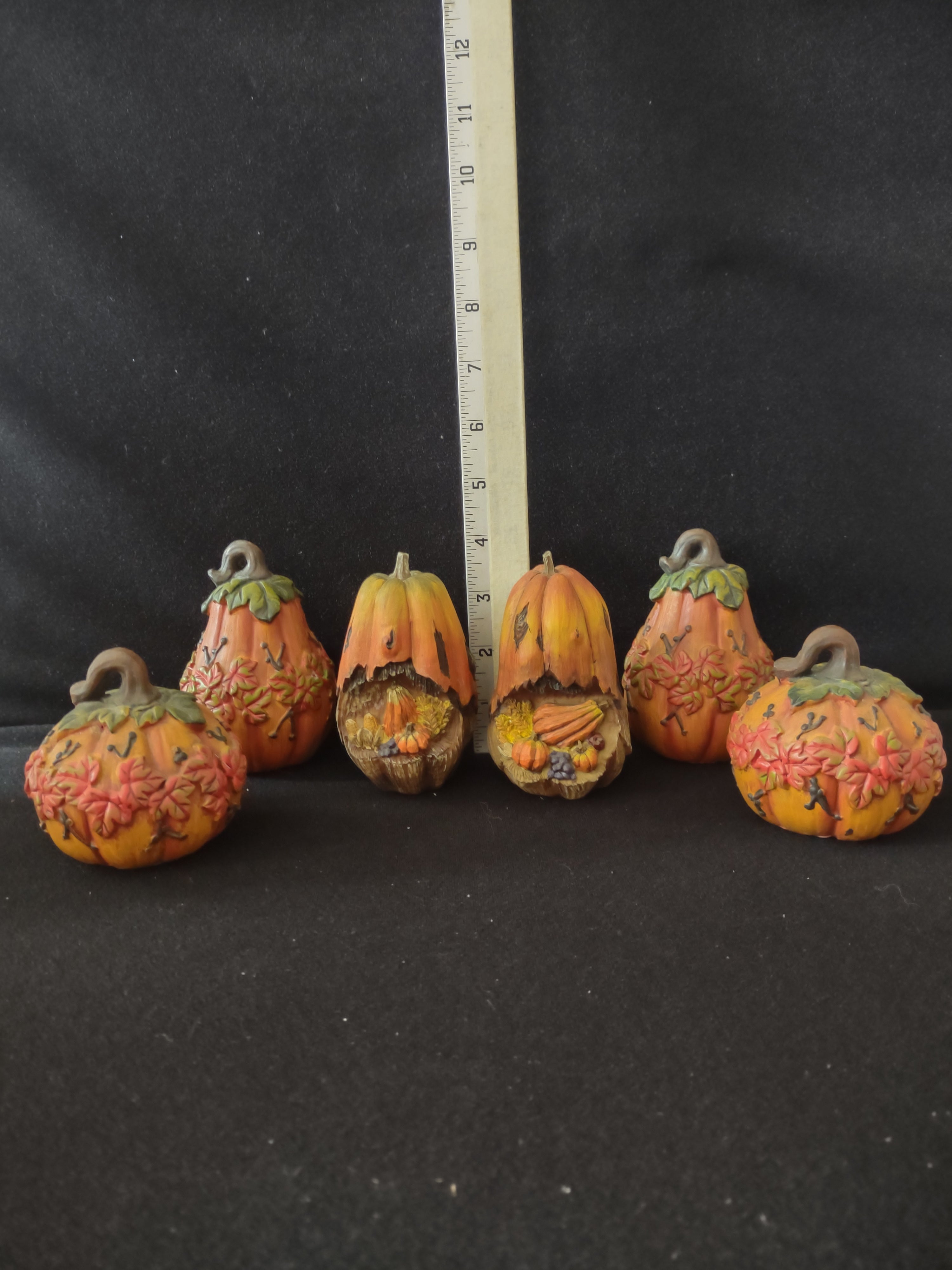 Autumn Fall Thanksgiving Resin Decorated Pumpkins (Lot 3257)