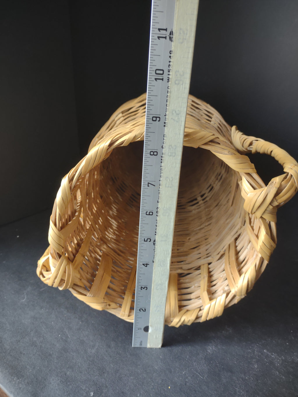 Vintage Wicker Rattan Vase Basket Boho MCM Chic Two Handles Woven 20"(lot 3118)