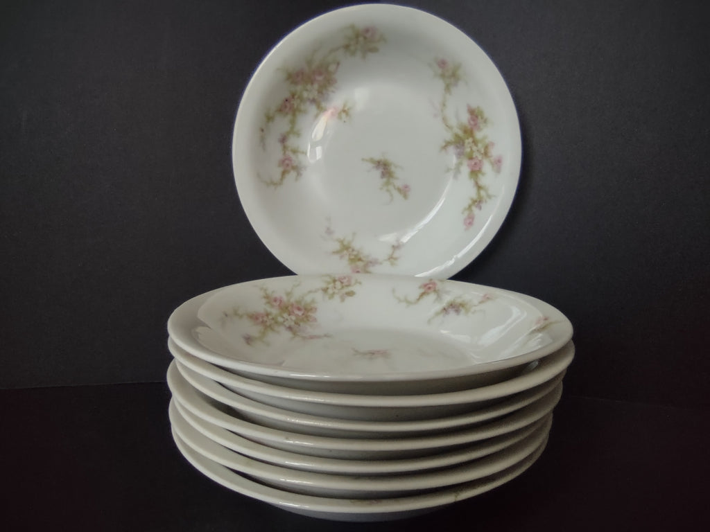 Haviland Limoges 8 x Small Bowl Rose White Purple Flower Moss (lot 900)