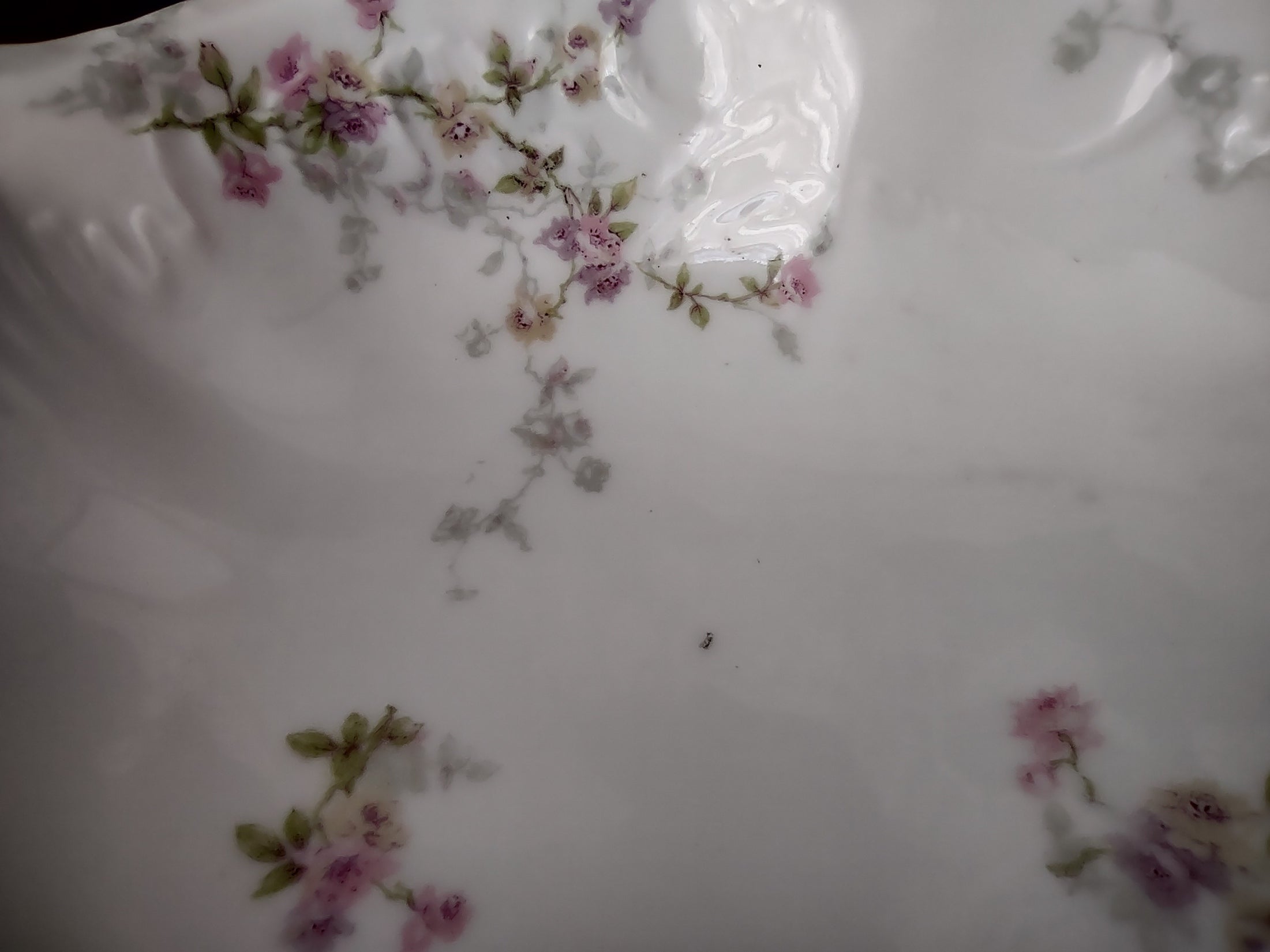 Haviland Limoges Serving Bowl Platter Pink Purple Yellow Rose (lot 842)