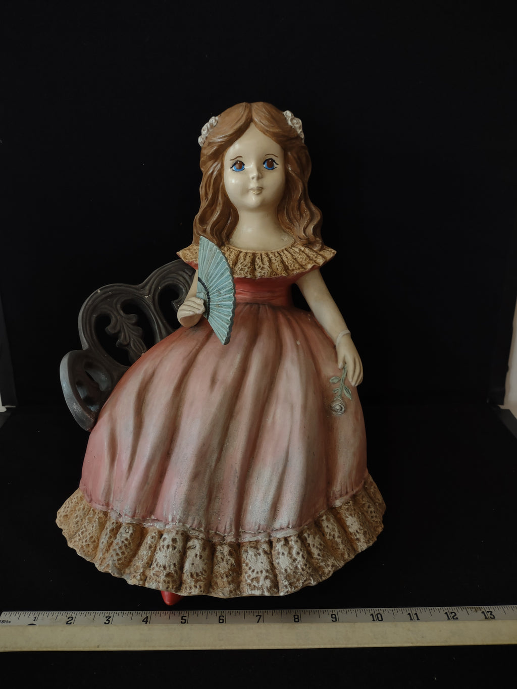 Vintage Ceramic Young Girl Pink Dress Bench (Lot 3721)